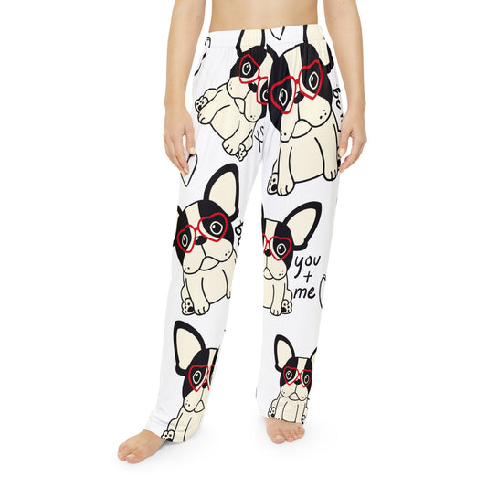 Women's Valentine's French Bulldog PJ Pant French Bulldog Pajama Pants Valentines PJ Pant for Women