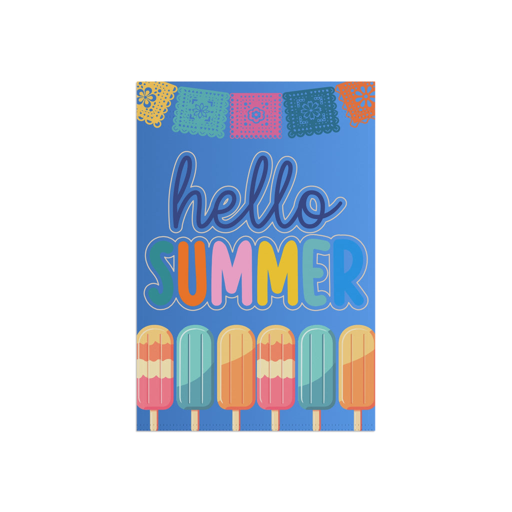 Summer Welcome Flag Hello Summer 12x18 Inches with Popsicles Design