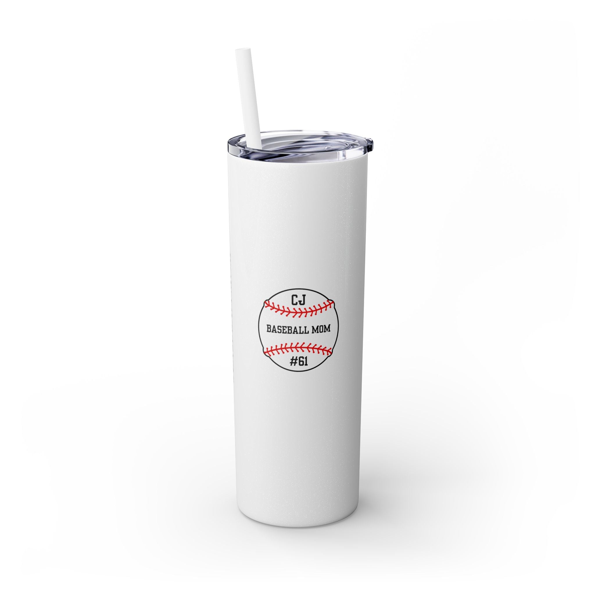 Custom CJs Mom Skinny Tumbler with Straw, 20oz