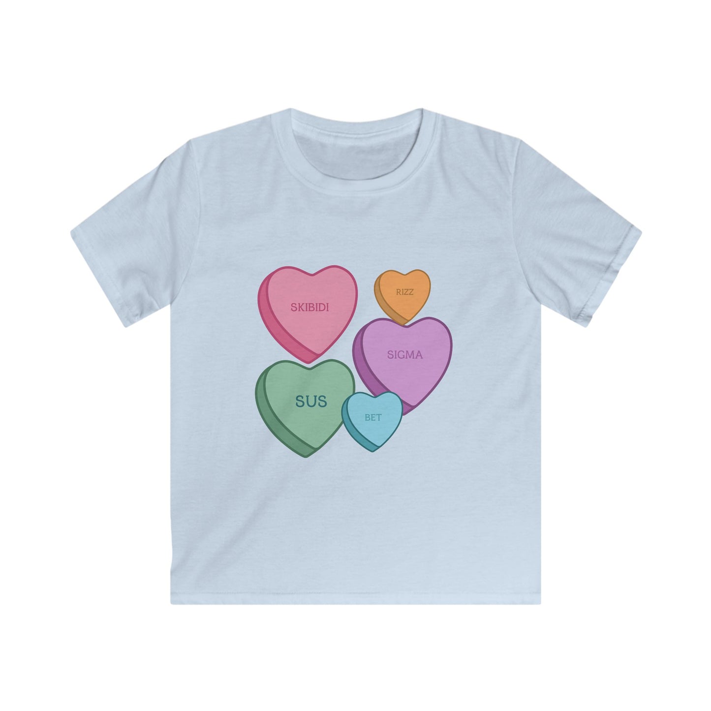 Kids Soft Candy Hearts Tee Shirt Valentines Kids T Shirt Candy Hearts Slang Tee, Youth Valentines Day Shirt, Children's Heart Graphic Tee,