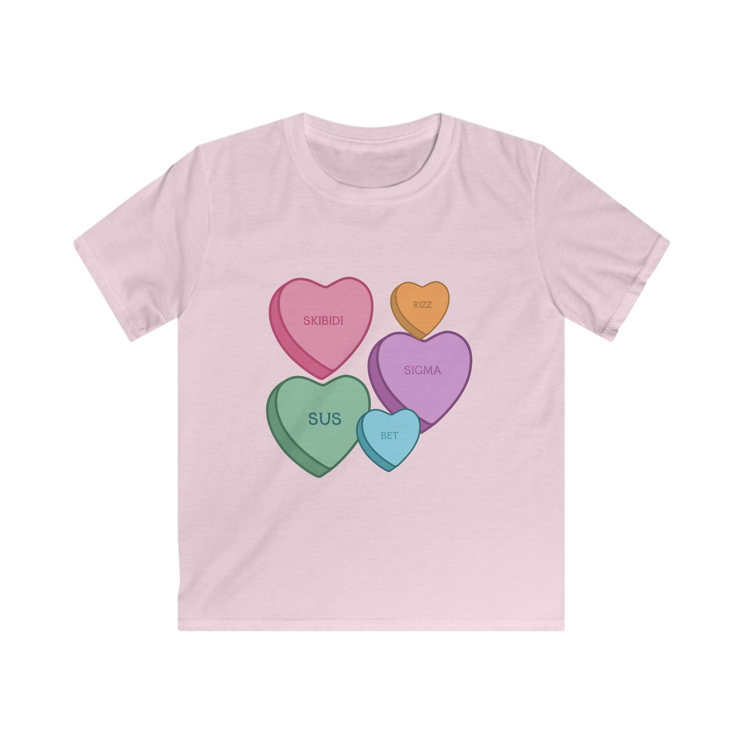 Kids Soft Candy Hearts Tee Shirt Valentines Kids T Shirt Candy Hearts Slang Tee, Youth Valentines Day Shirt, Children's Heart Graphic Tee,