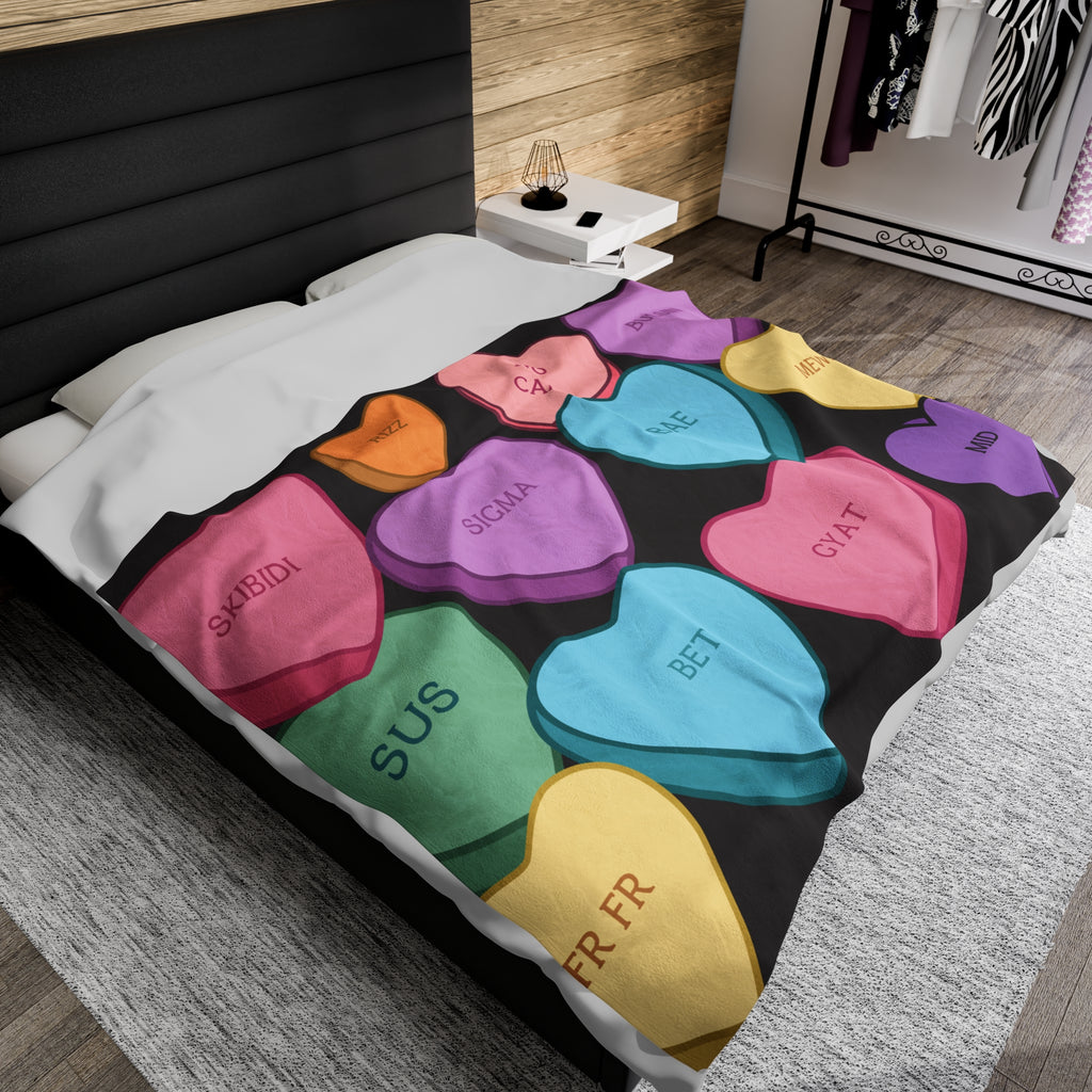 Candy Heart Valentine's Velvet Soft Blanket