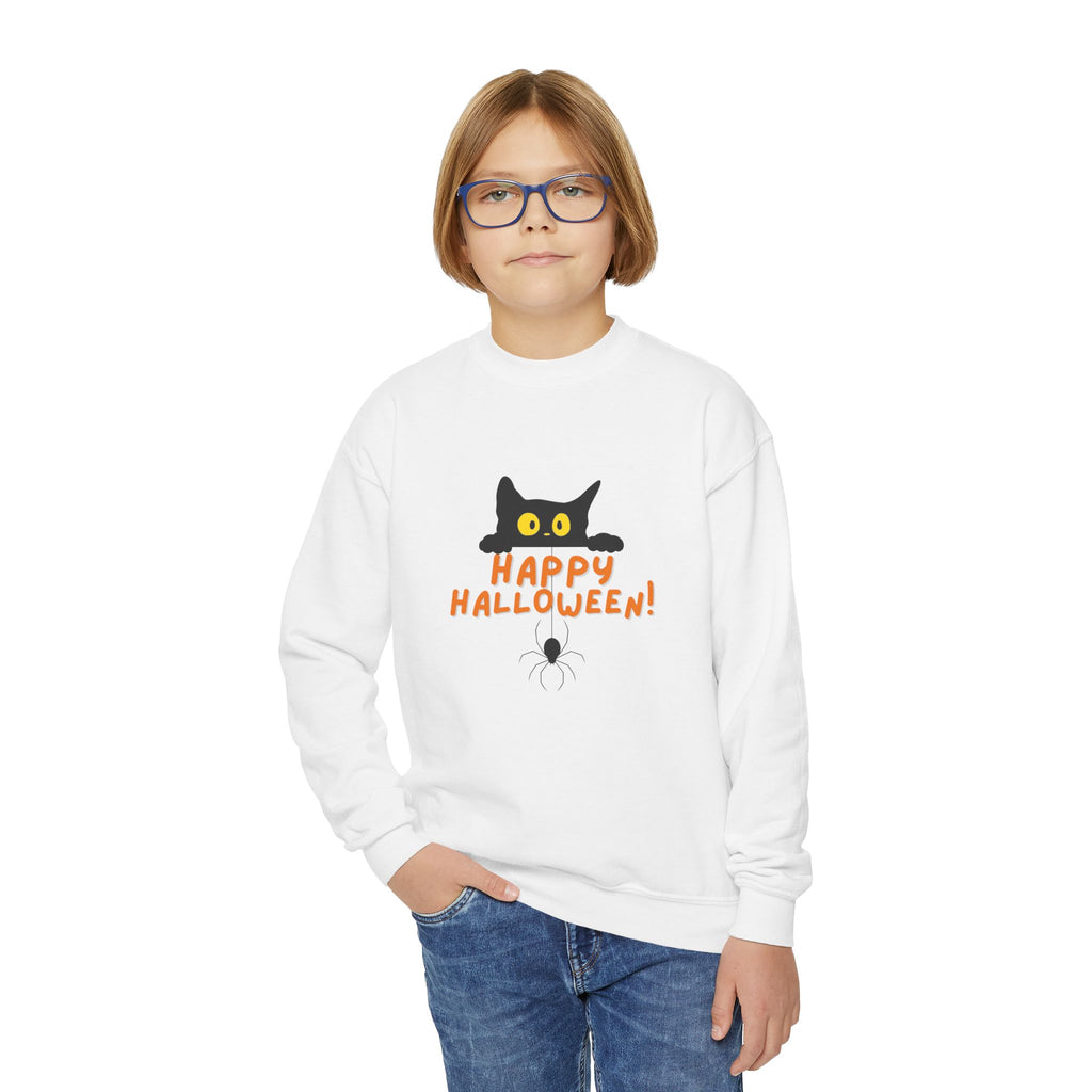 Halloween Sweatshirt Halloween Cat Sweatshirt Spider and Cat Halloween Sweatshirt Longsleeve Halloween