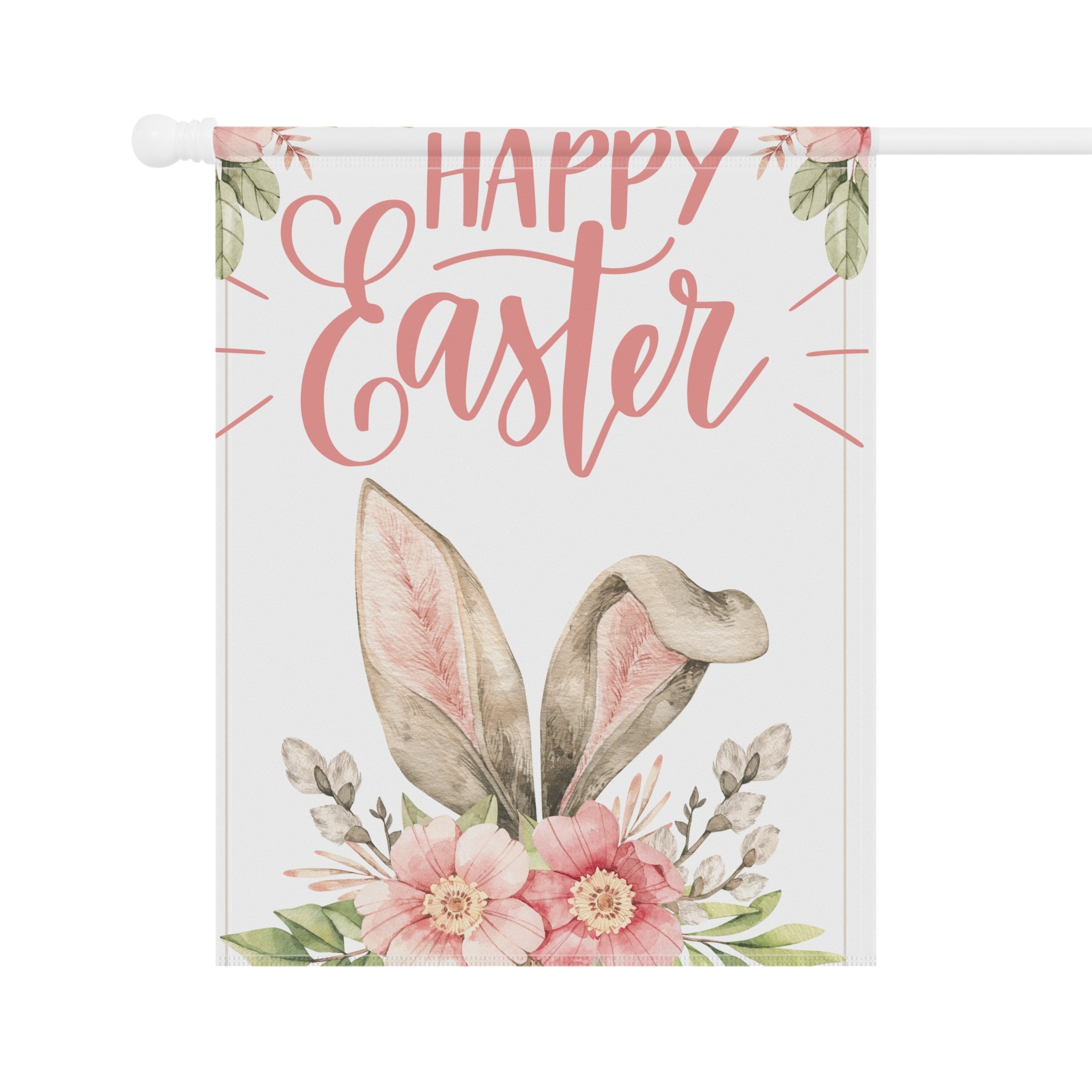 Garden Flag, Spring Bunny Ears Happy Easter, 2 Sizes 12x18 and 24.5x36, Easter Bunny, Easter Flag