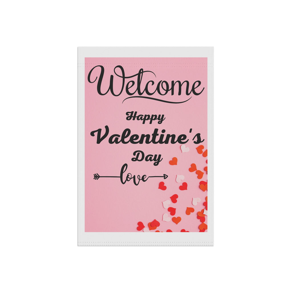 Valentine's Day Garden Flag Pink Hearts Garden Flag Welcome Garden Flag for Valentine's Day