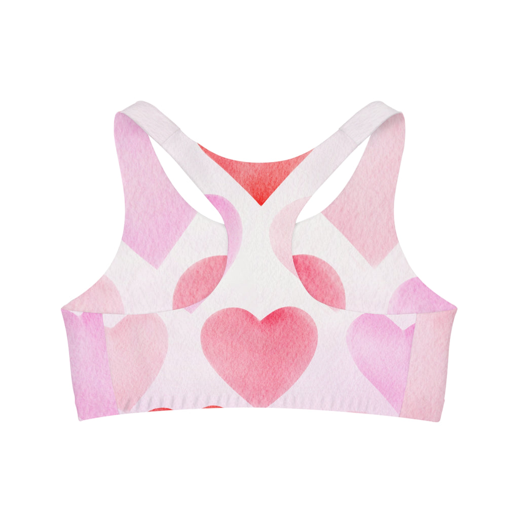 Valentine's Heart Print Seamless Sports Bra Womens Valentine's Workout Top