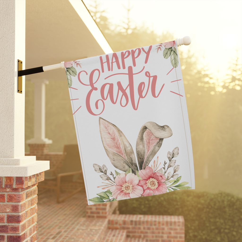 Garden Flag, Spring Bunny Ears Happy Easter, 2 Sizes 12x18 and 24.5x36, Easter Bunny, Easter Flag
