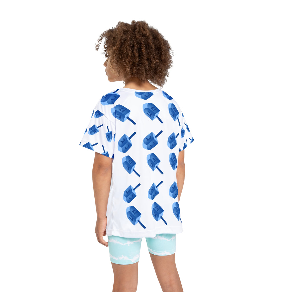 Kids  Hanukkah Dreidel Print T-Shirt | Athletic Top Dreidel Print