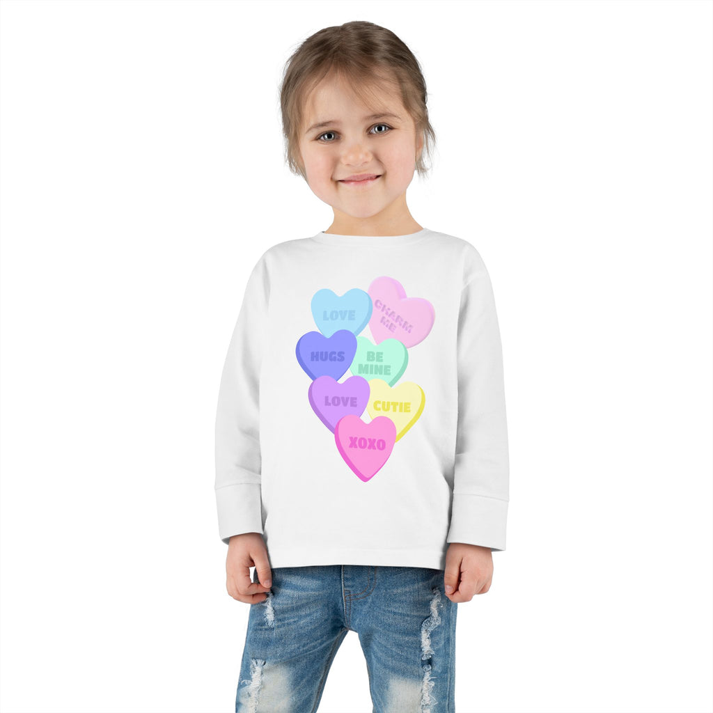 Toddler Candy Hearts Long Sleeve Tee Valentine's Toddler Tee Candy Hearts Valentine's Long sleeve Toddler Tee