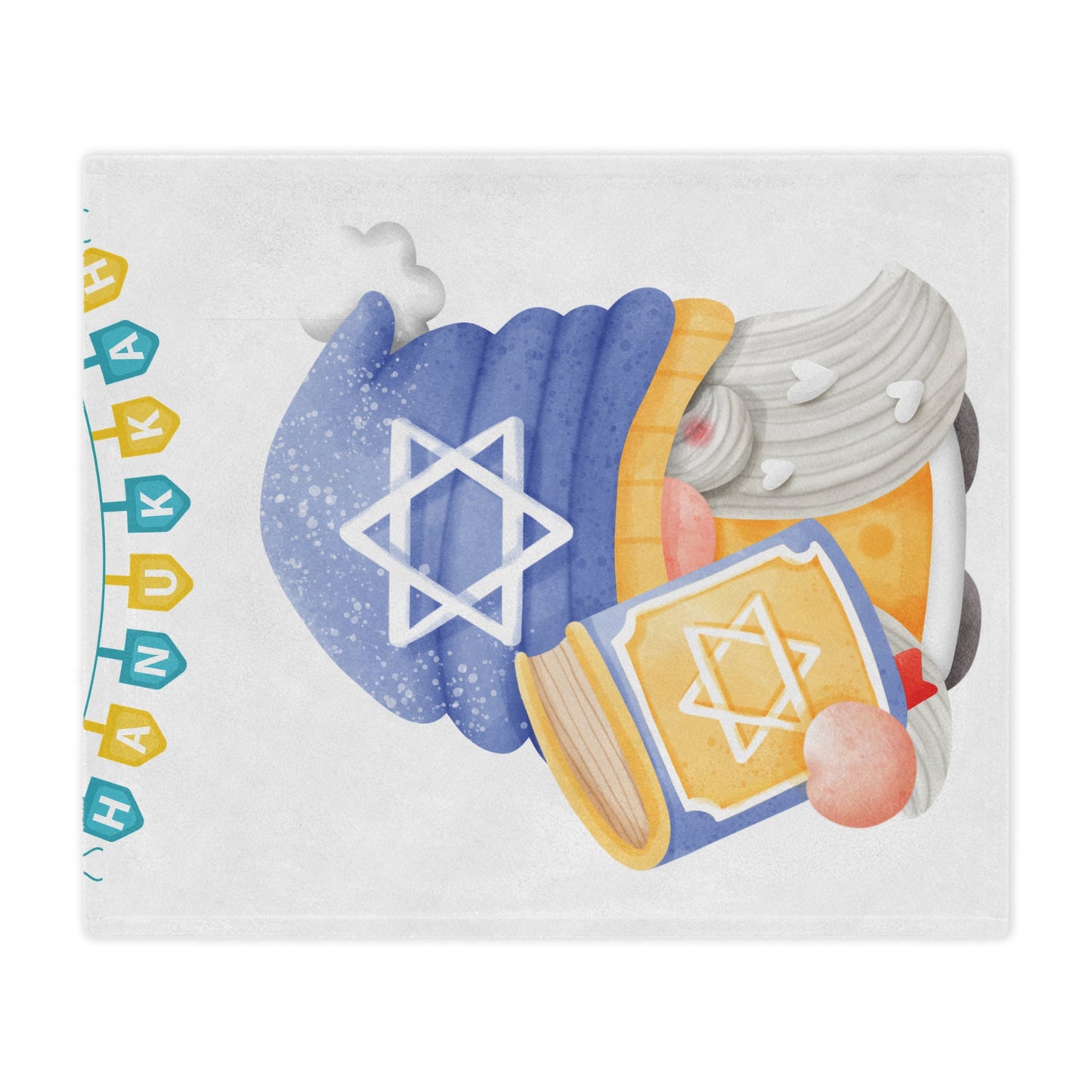 Hanukkah Gnome Microfiber Blanket | Hanukkah Throw Blanket