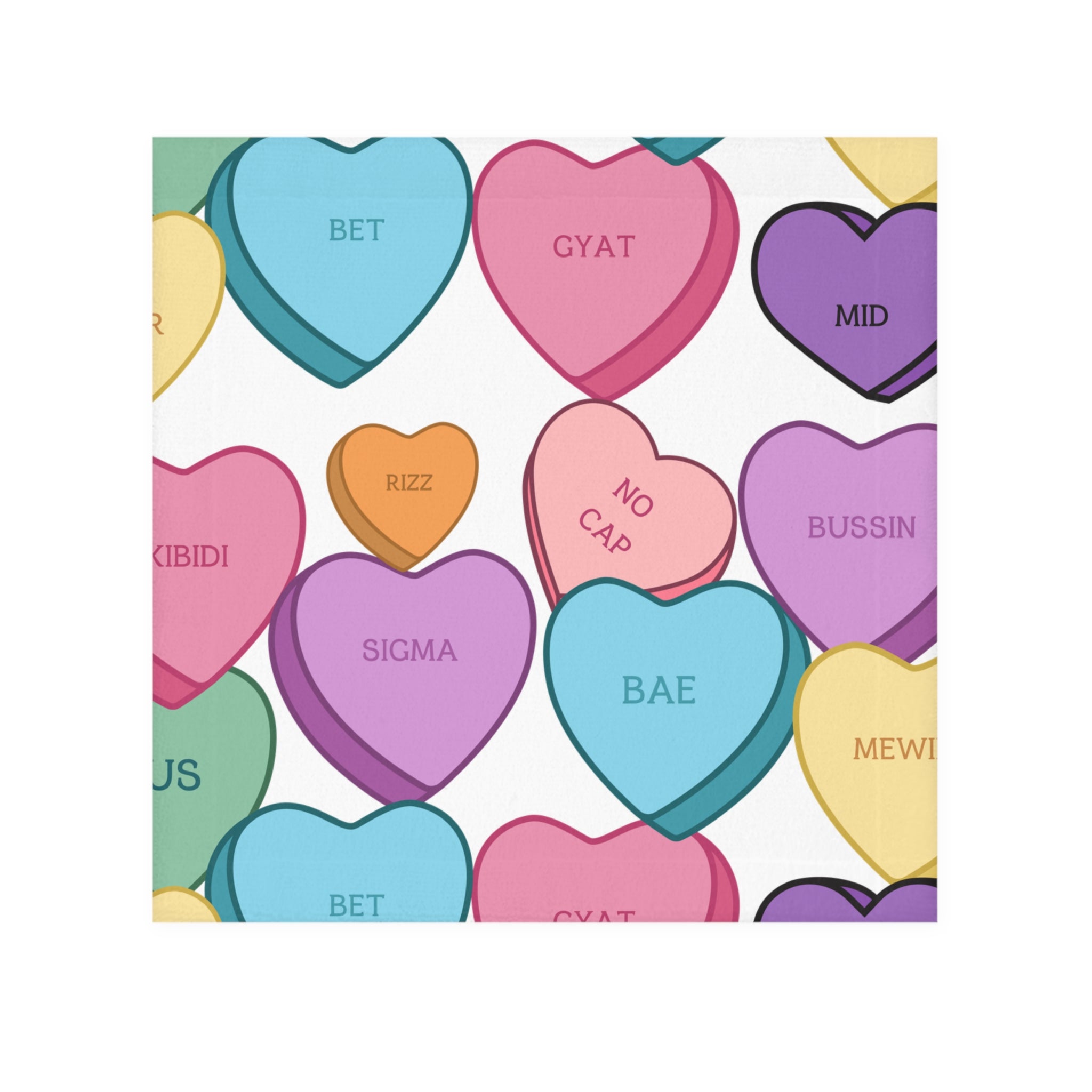 Candy Hearts Valentine's Face Towel