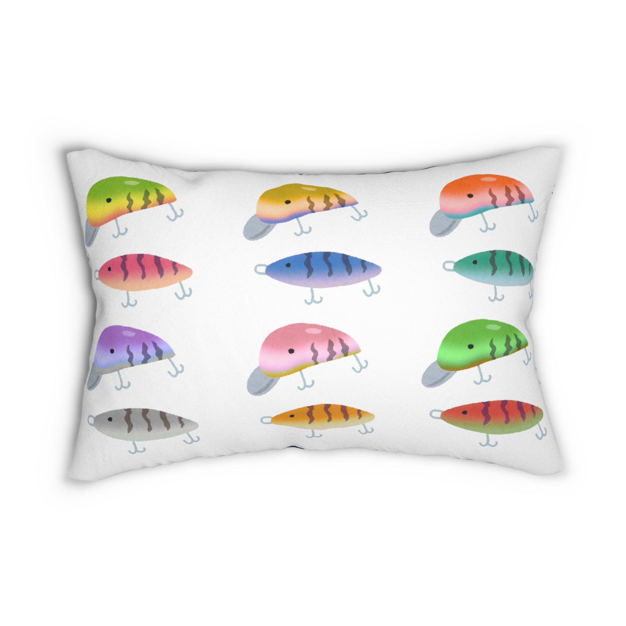 Colorful Fishing Lure Pillow, Fishing Decor, Outdoor Enthusiast Gift, Cottage Vibes, Nautical Home Accent
