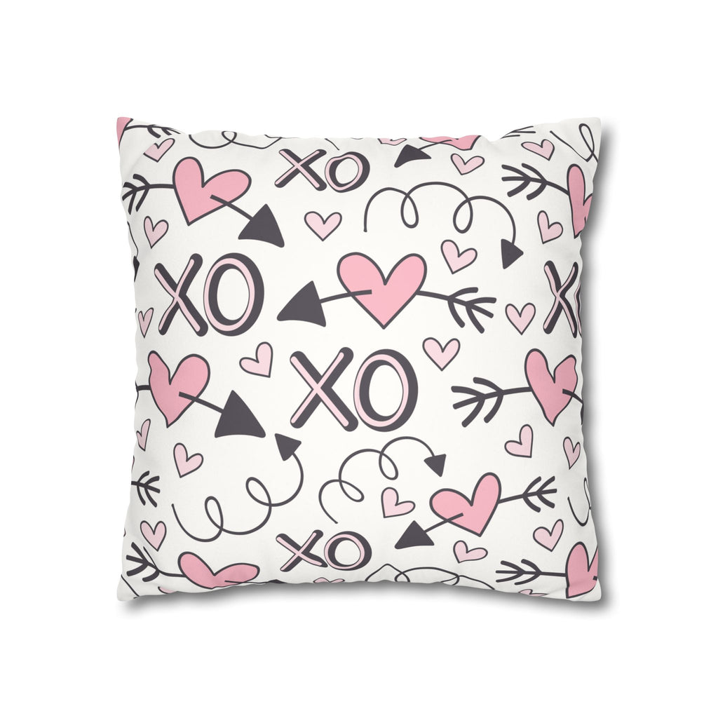 Valentine's Print Faux Suede Square Pillowcase XO Heart Print Valentine's Sofa Pillow Case Valentines Decor