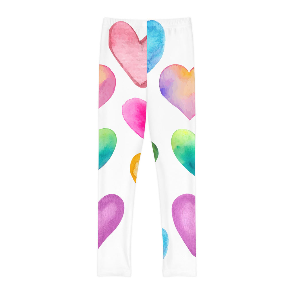 Youth Valentine's Leggings Valentine's Full-Length Leggings Pastel Hearts Print Leggings
