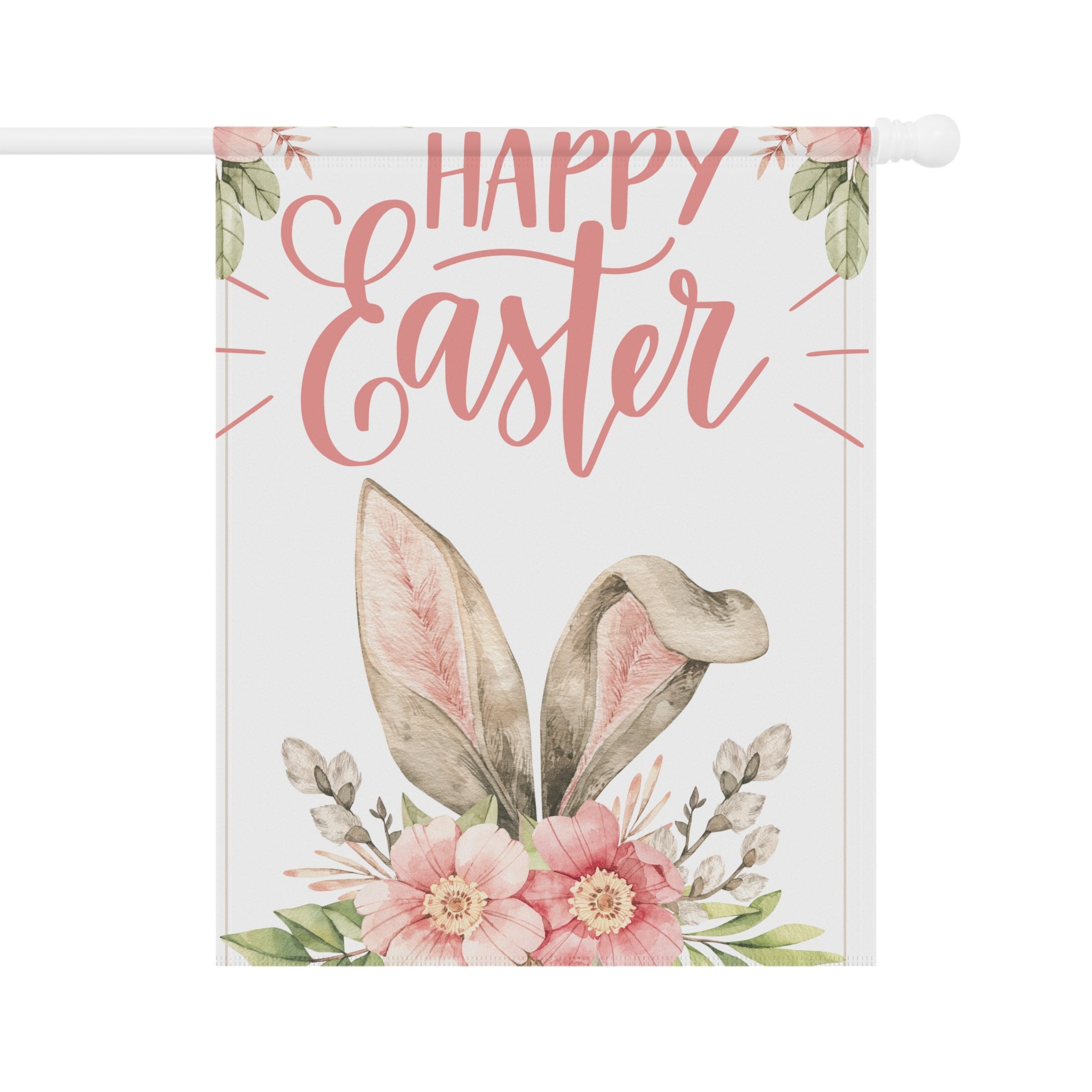 Garden Flag, Spring Bunny Ears Happy Easter, 2 Sizes 12x18 and 24.5x36, Easter Bunny, Easter Flag