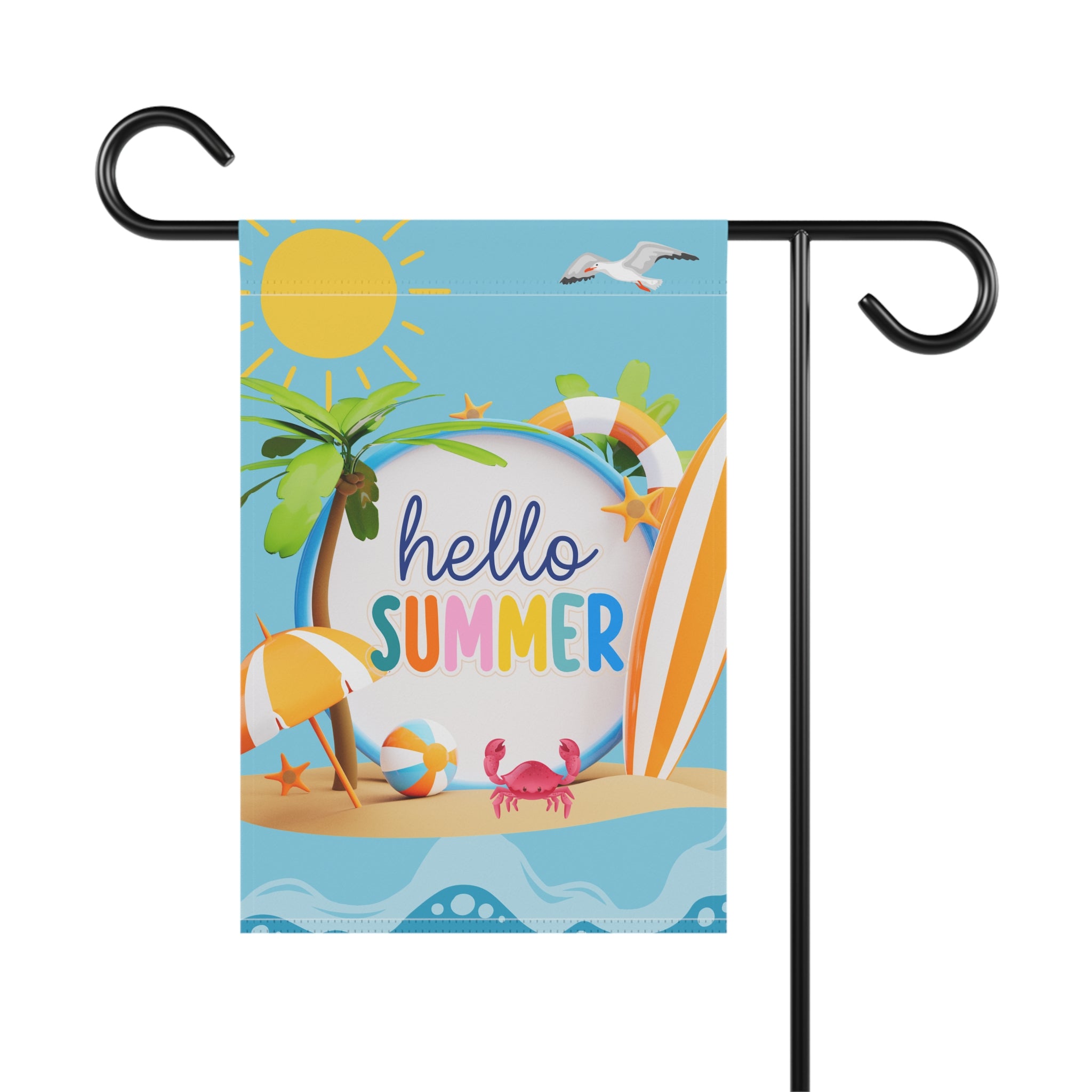 Beach Vibes Hello Summer Garden Flag Welcome Sign 12x18 inches