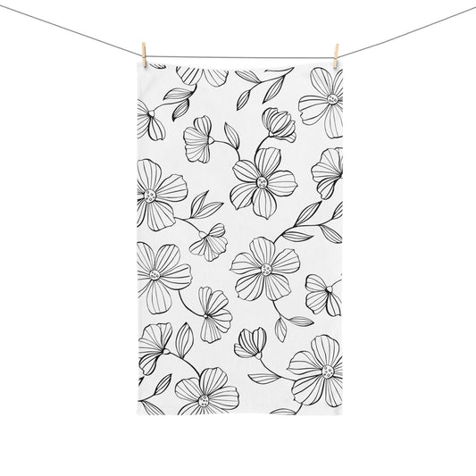 Black and White Floral Hand Towel Elegant Floral Hand Towel | Guest Towels,  Floral Kitchen and Bathroom Accents