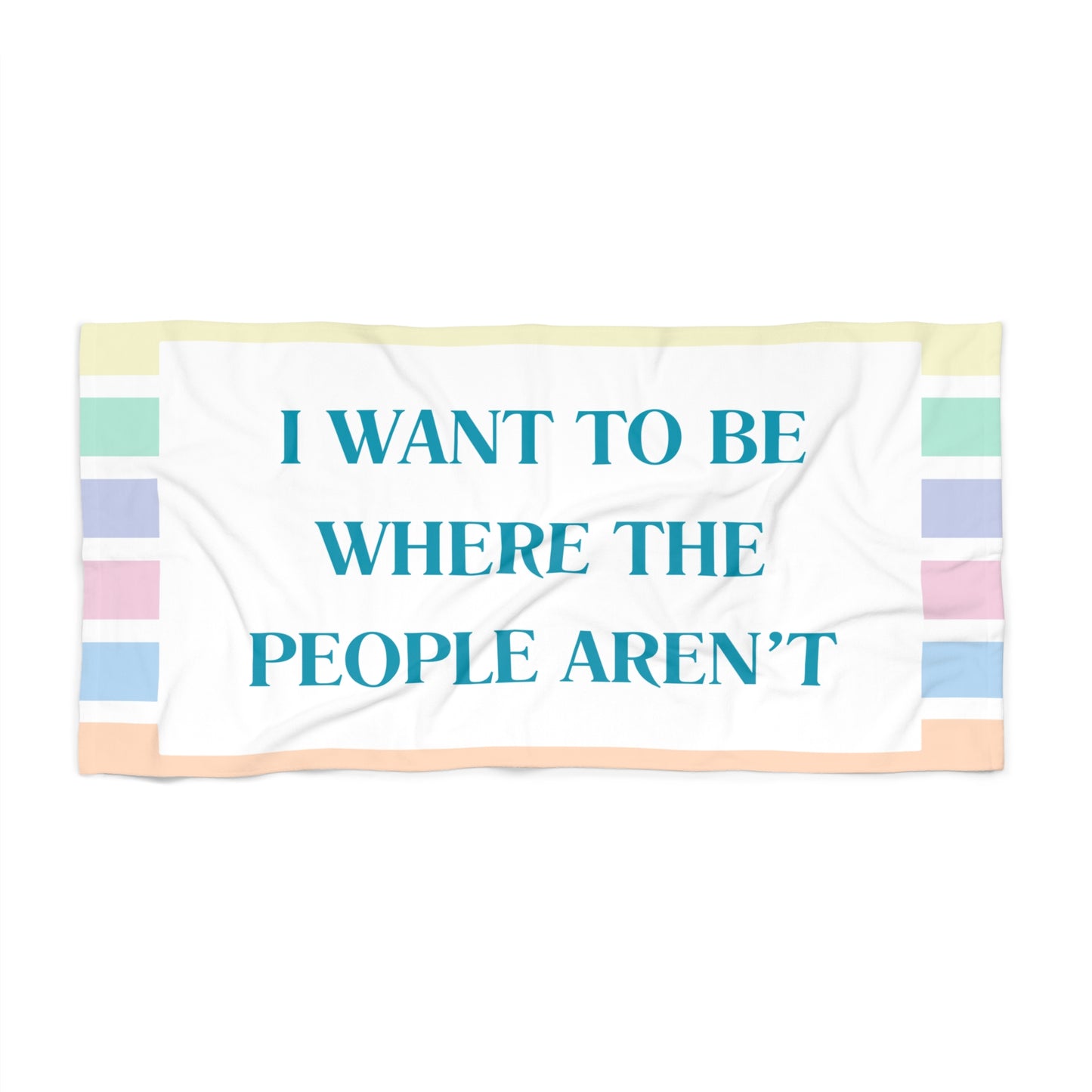 Antisocial Beach Towel - Summer Getaway Quote Striped Pastel Colors Pool Vacation, Beach Lover Gift