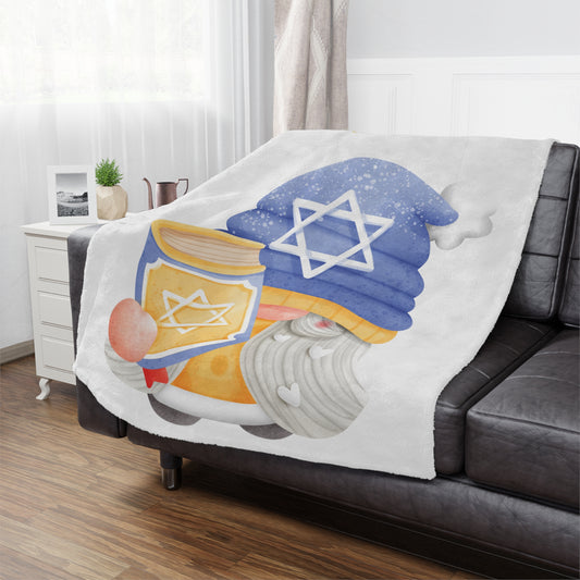 Hanukkah Gnome Microfiber Blanket | Hanukkah Throw Blanket