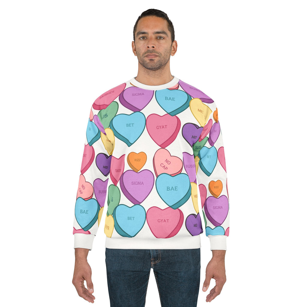 Bussin' Skibidi Bae No Cap Sigma All-Over Print Valentine's Day Sweatshirt