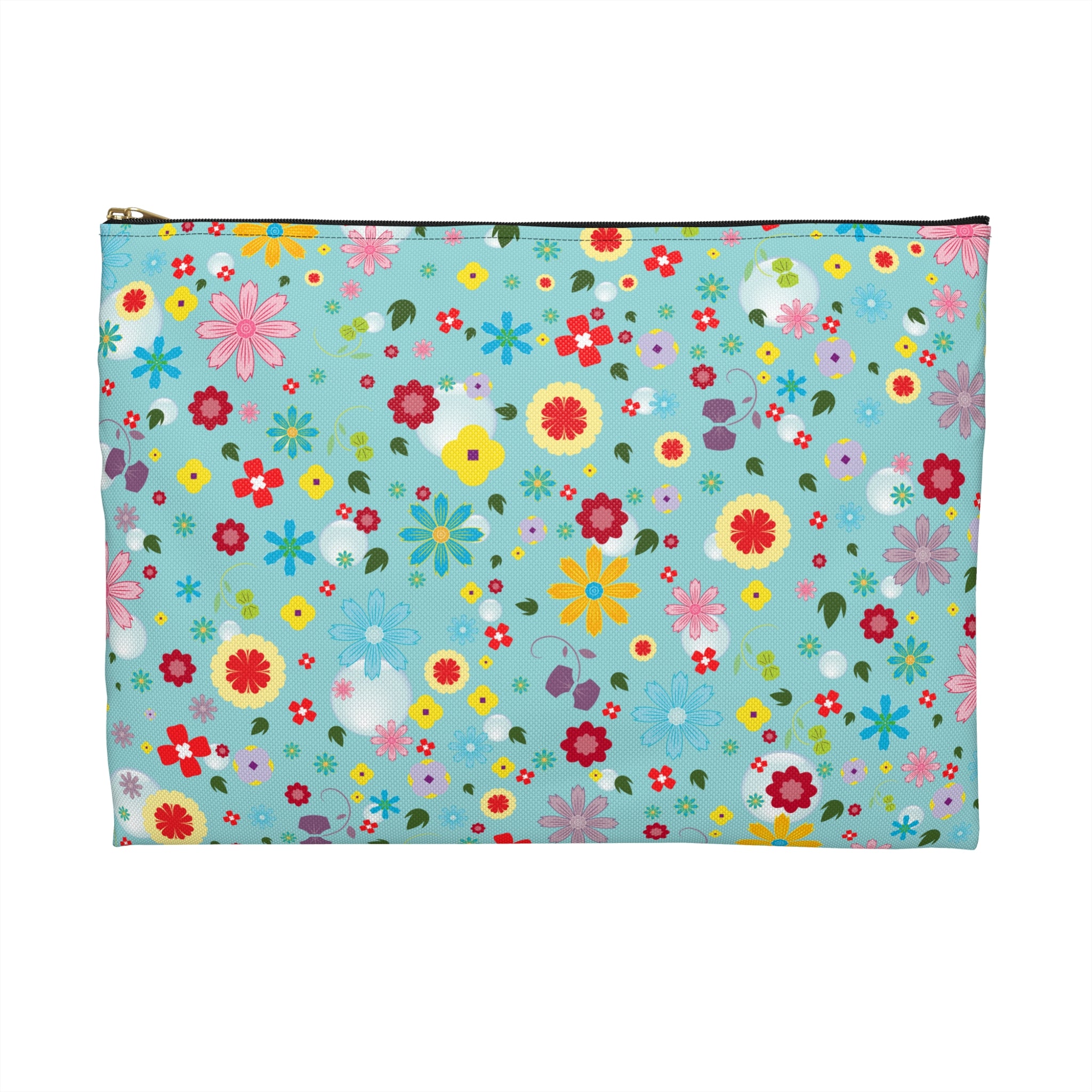 Colorful Floral Accessory Pouch, Cosmetic Bag, Makeup Organizer, Travel Case, Gift for Her Personalize or leave blank
