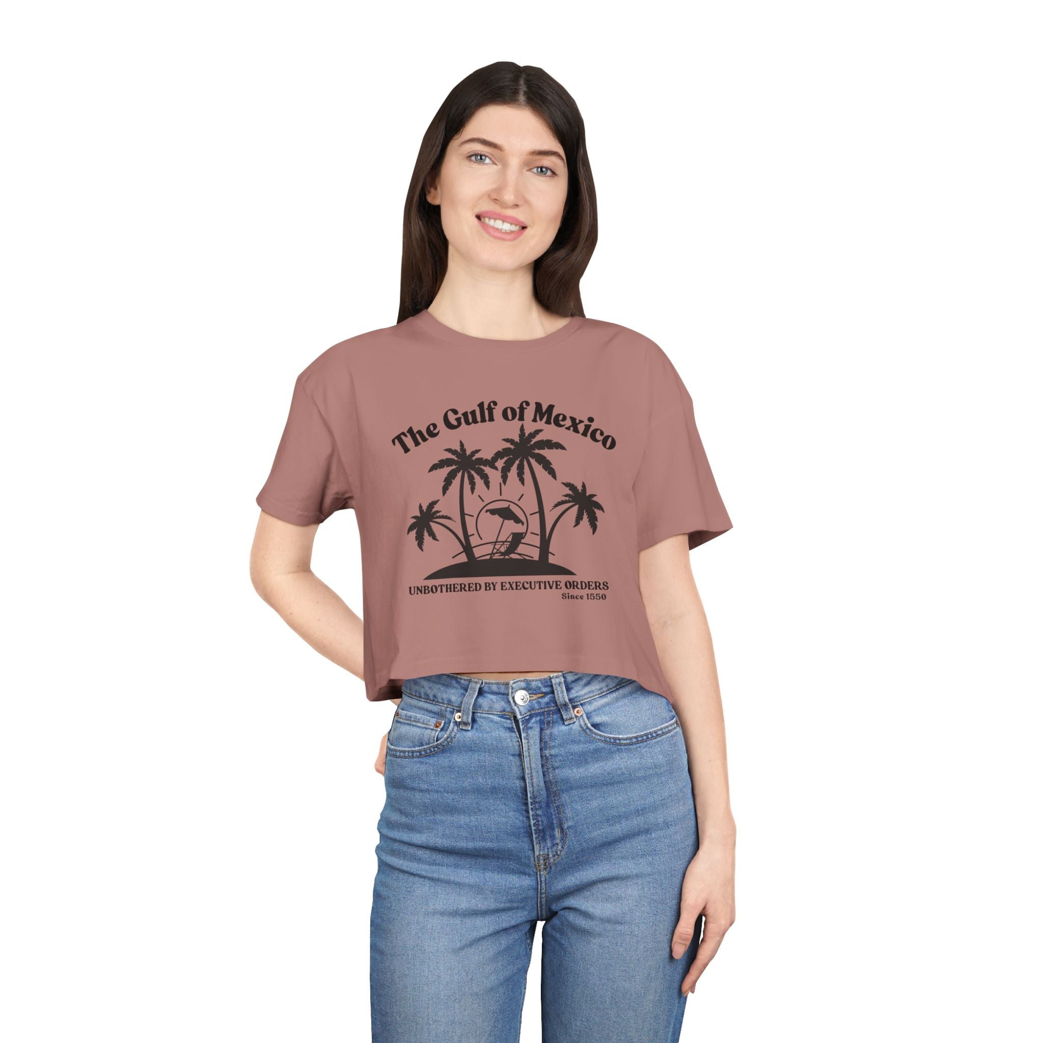 Gulf of Mexico Graphic Crop Tee,  Beachwear Gift for Her, Vacation Top, Gulf of Mexico T Shirt