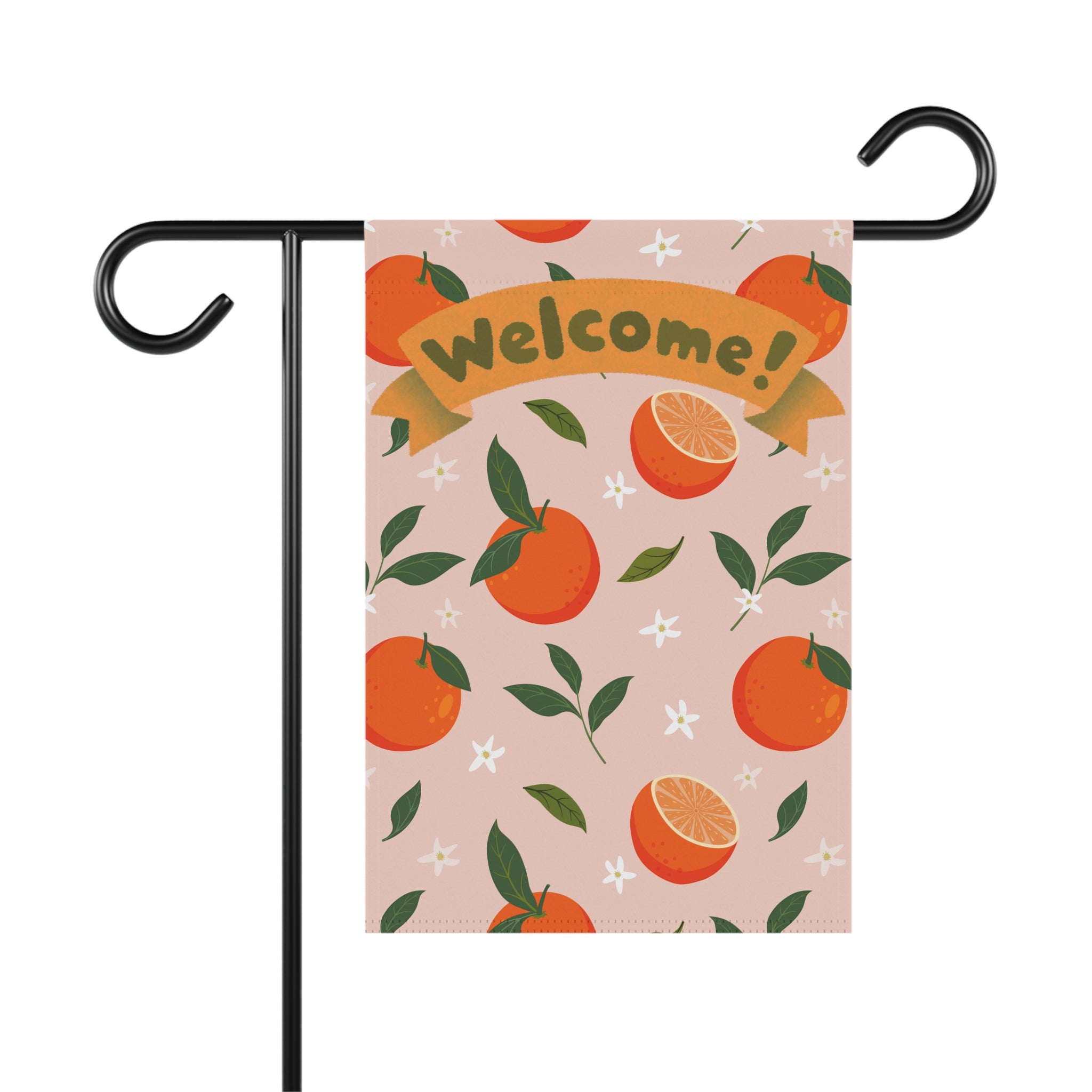 Welcome Garden Banner with Orange Design Pink and ORange