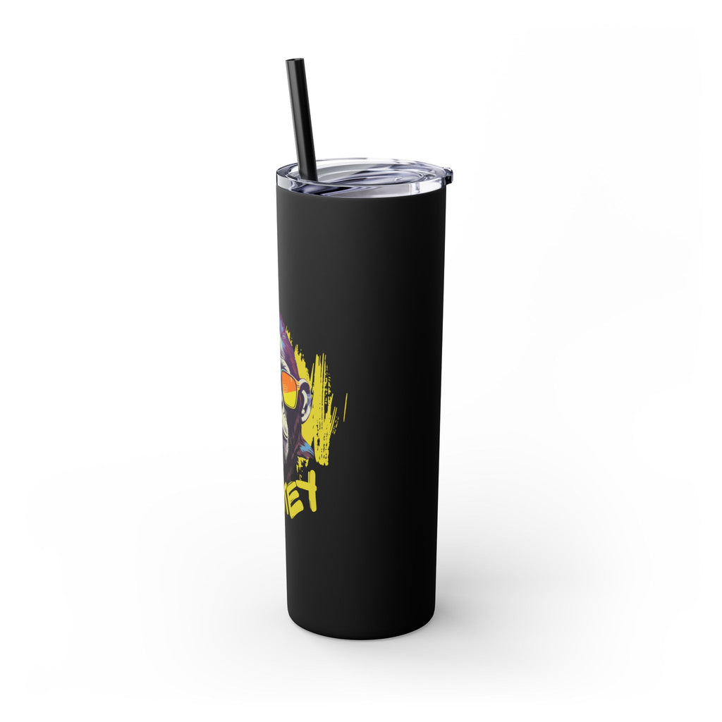 Monkey Print Skinny Tumbler with Straw, 20oz