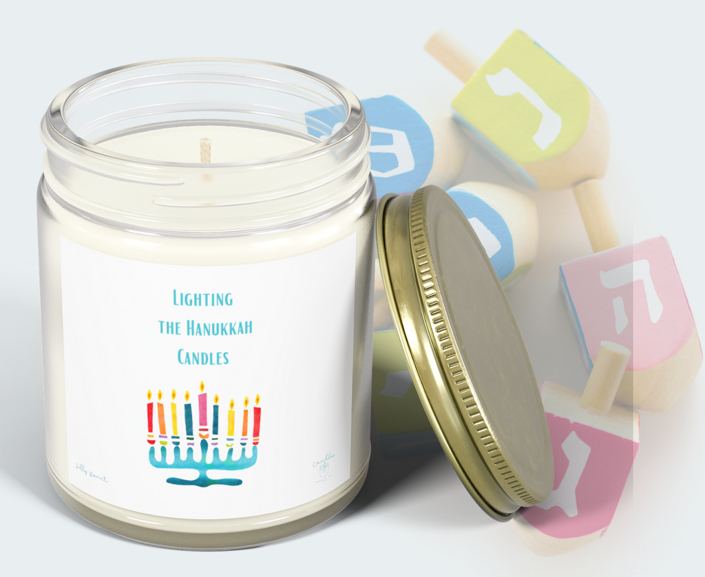 Hanukkah  Jelly Donut Candle for Hanukkah with Sufganiyot Scent, Chanukah Candle made with Coconut Apricot Wax (4oz, 9oz)