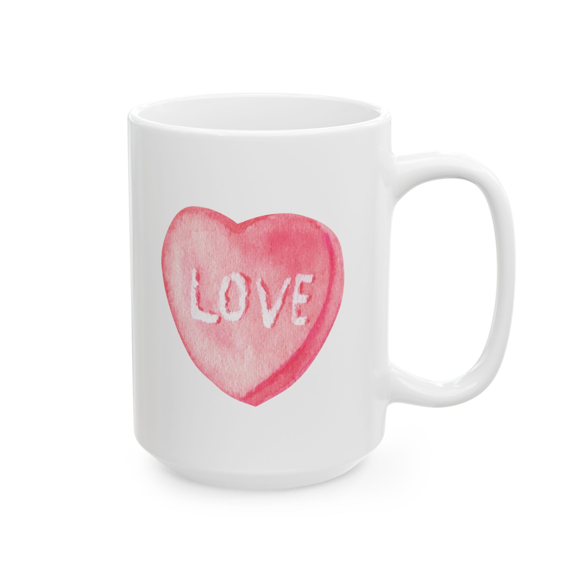Valentine's Mug, Love Candy Hearts Valentine's Coffee Mug Valentine's Ceramic Mug,  15oz