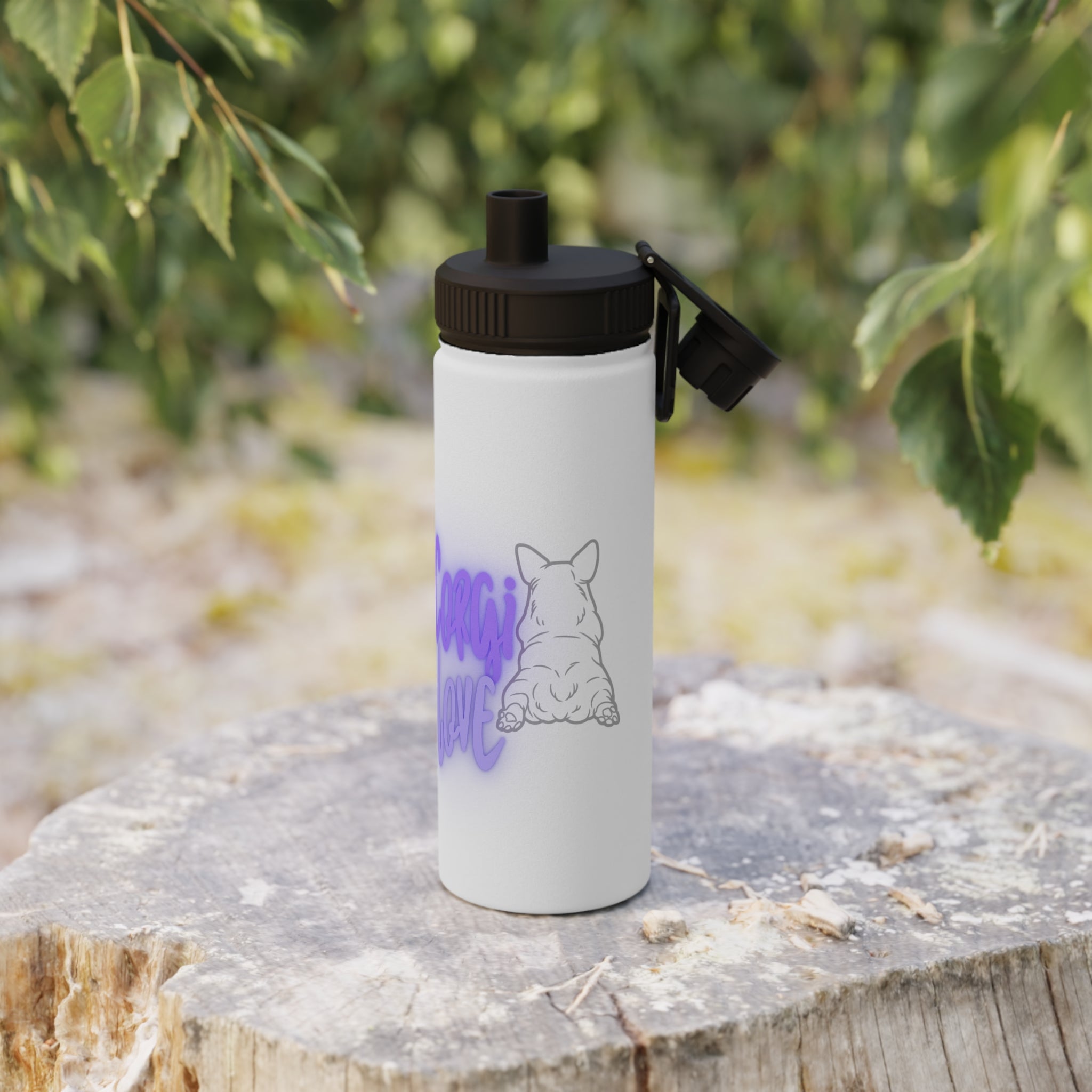 Corgi Love Custom Gemma Stainless Steel Water Bottle, Sports Lid