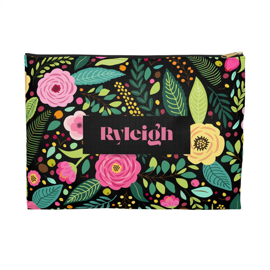 Floral Accessory Pouch for Storage, Personalized Bag, Gift for Her, Travel Organizer, Eco-Friendly SChool Accessory Bag