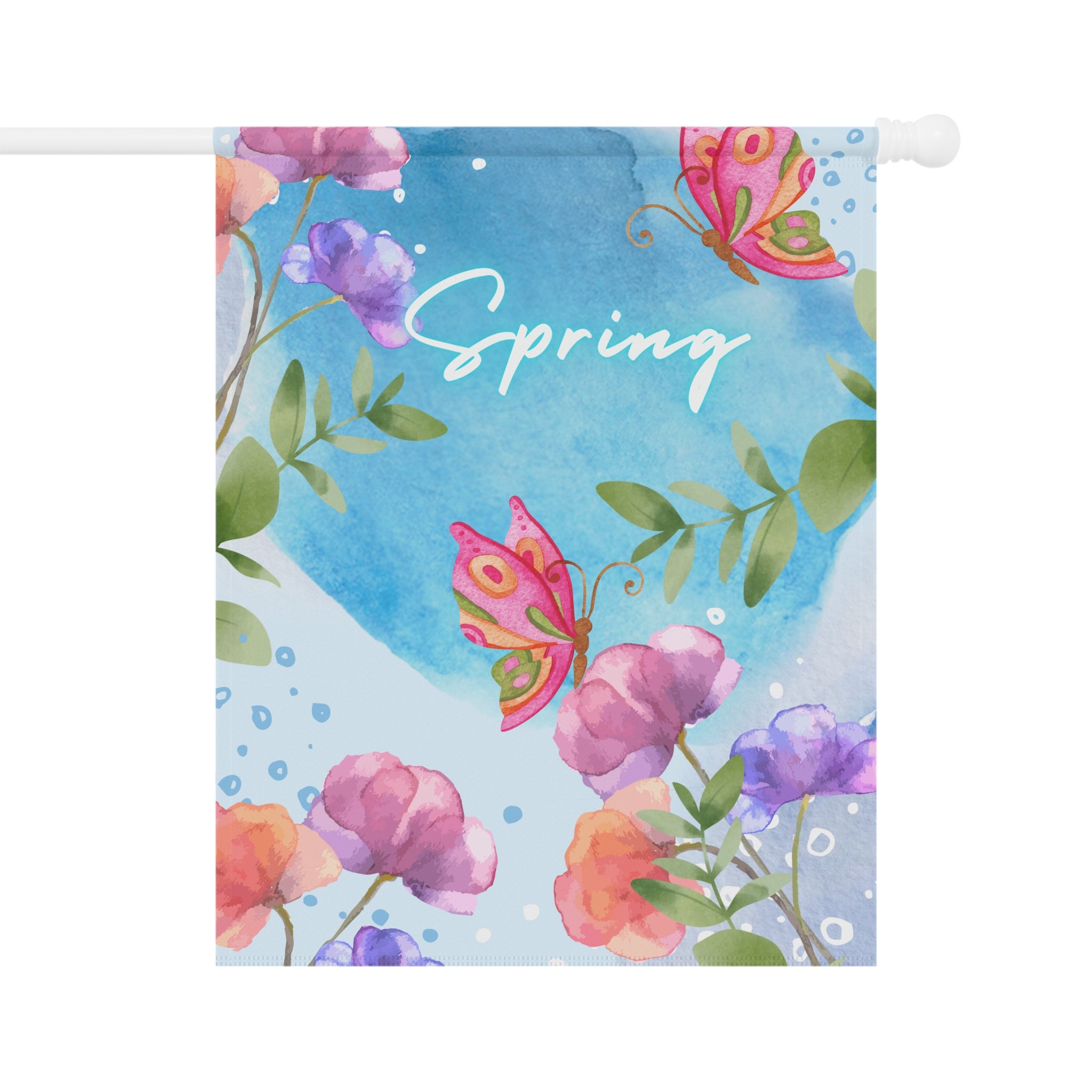 Spring Garden Flag or Spring House Flag, Vibrant House Flag for Spring, Floral Outdoor Decor, Springtime Decor, Butterfly Garden Flag