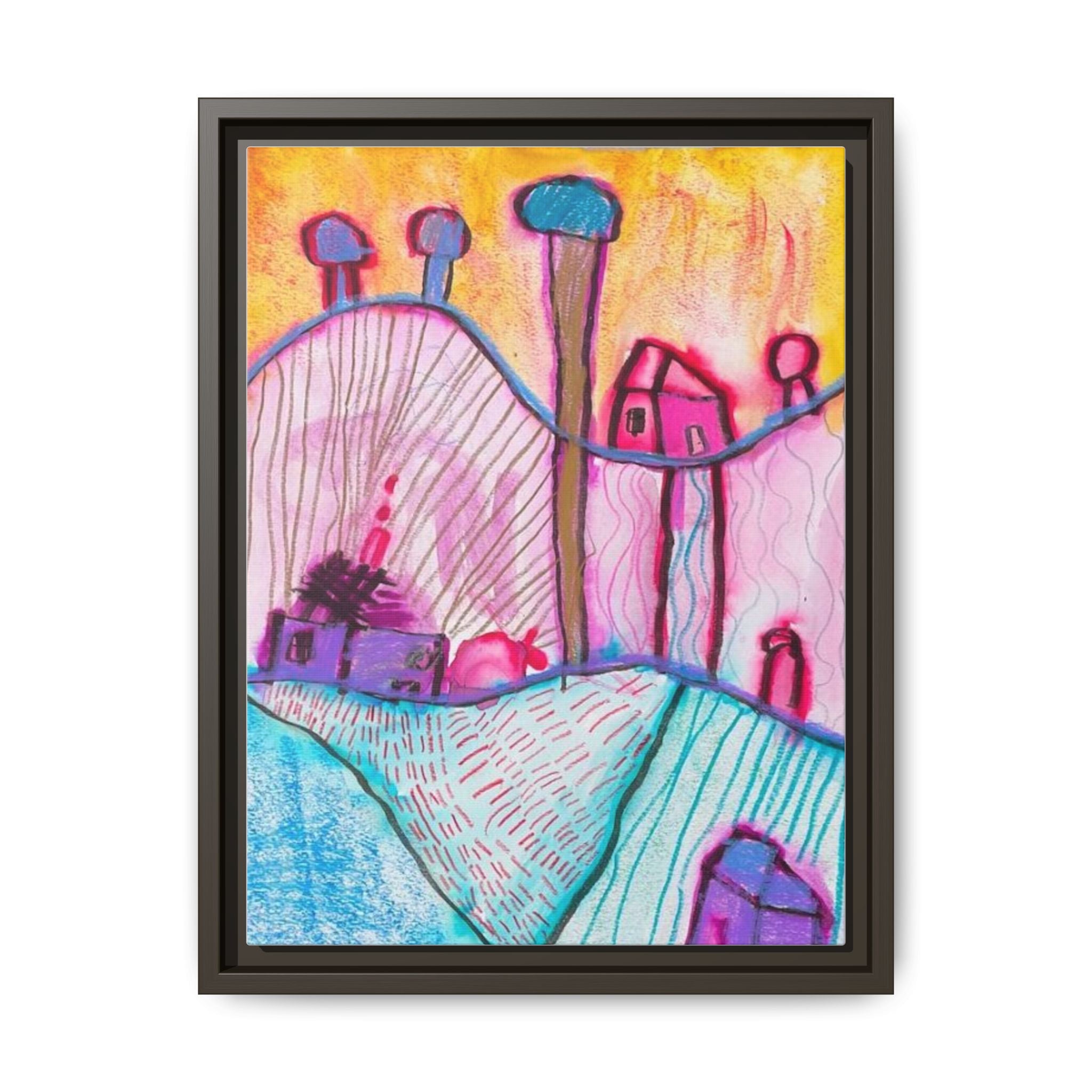 House on a Hill Matte Canvas, Framed Inspired by Frank Stella Art by Jackson Smith