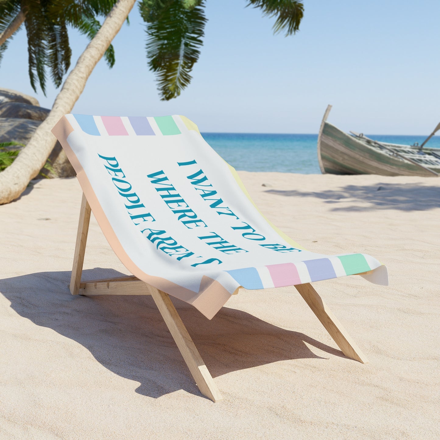 Antisocial Beach Towel - Summer Getaway Quote Striped Pastel Colors Pool Vacation, Beach Lover Gift