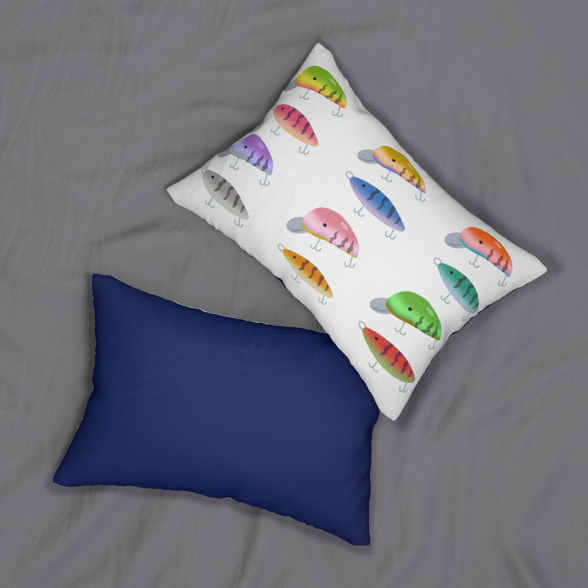 Colorful Fishing Lure Pillow, Fishing Decor, Outdoor Enthusiast Gift, Cottage Vibes, Nautical Home Accent
