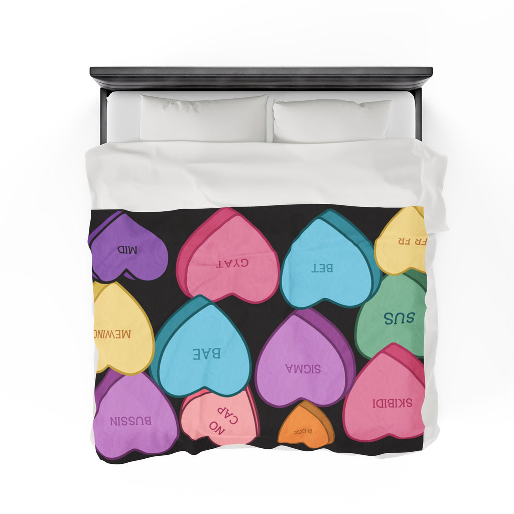 Candy Heart Valentine's Velvet Soft Blanket