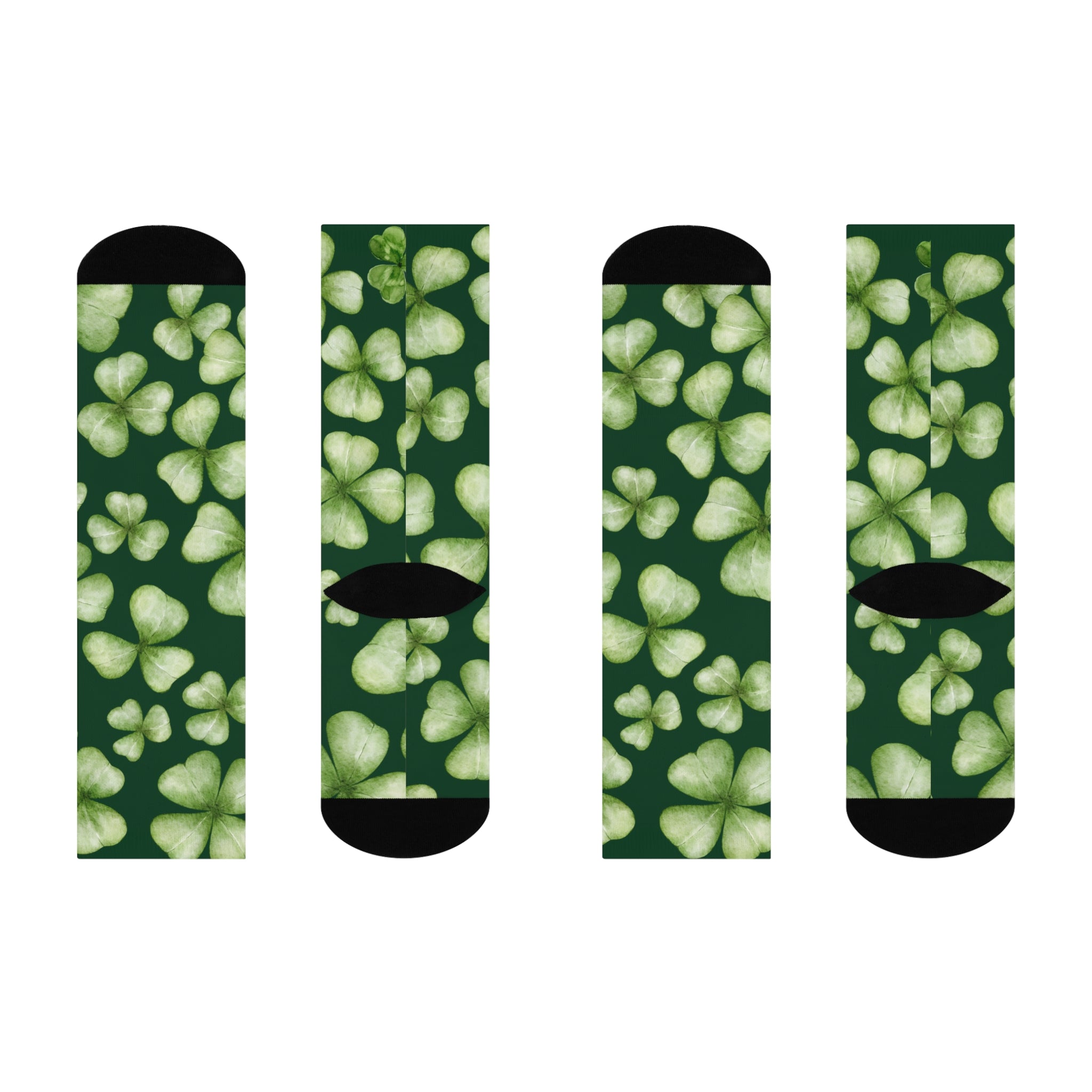 St. Patrick's Day Lucky Clover Crew Socks - Cushioned Comfort for Everyday Wear