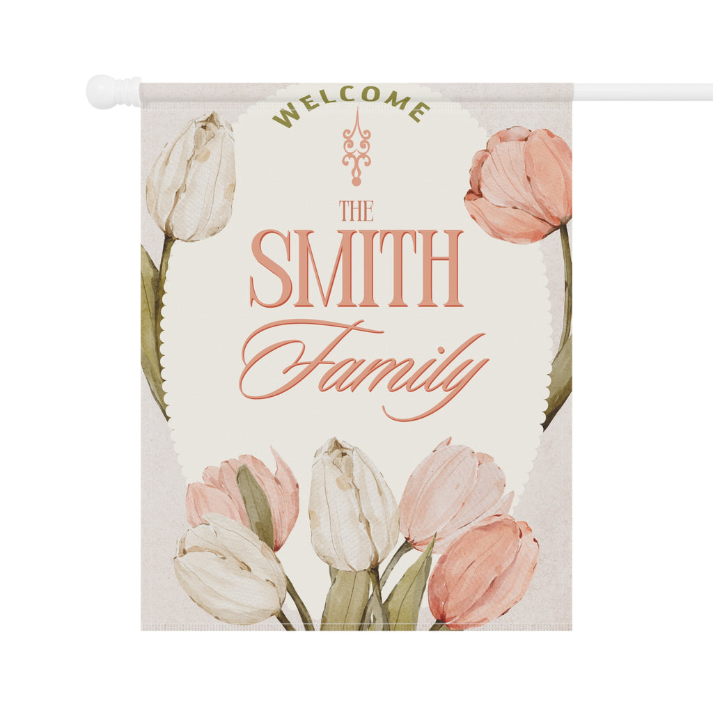 Personalized Garden Banner | Floral Welcome Sign, Decorative Yard Flag, Housewarming Gift, Spring Decor, Family Name Sign
