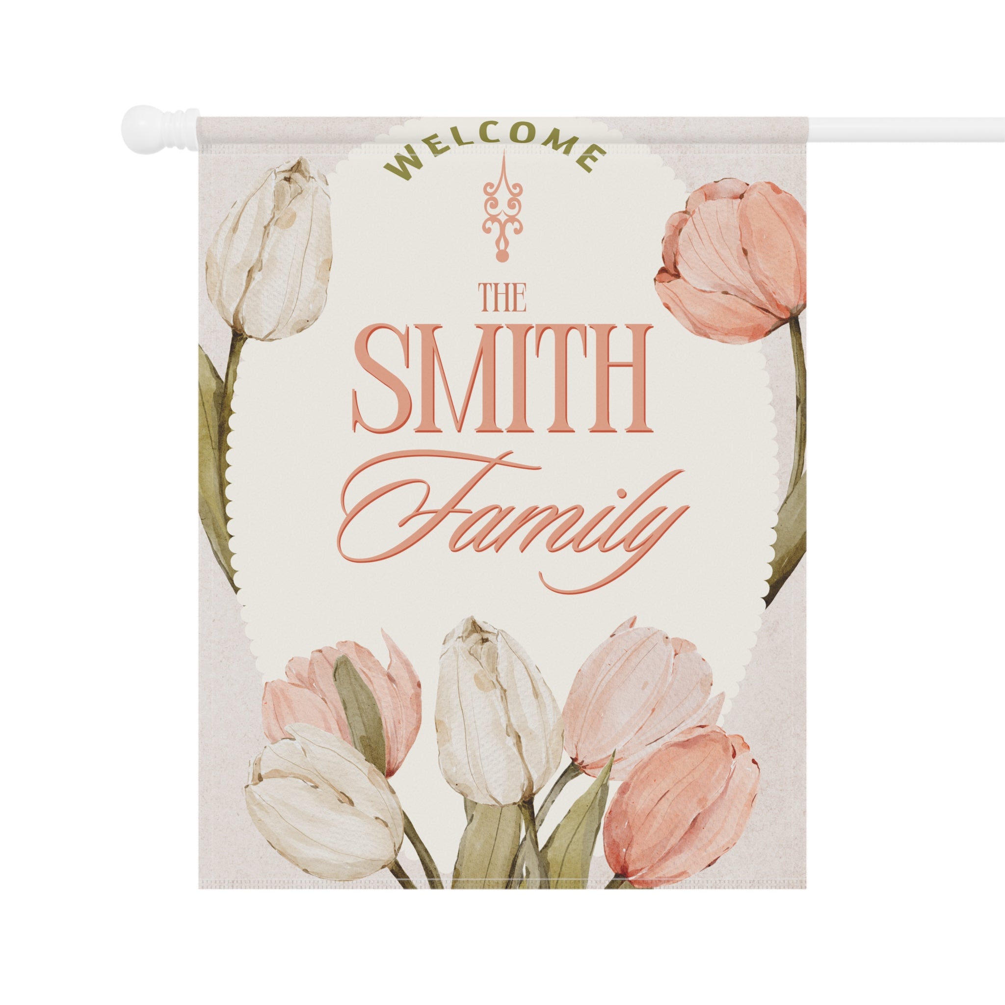 Personalized Garden Banner | Floral Welcome Sign, Decorative Yard Flag, Housewarming Gift, Spring Decor, Family Name Sign