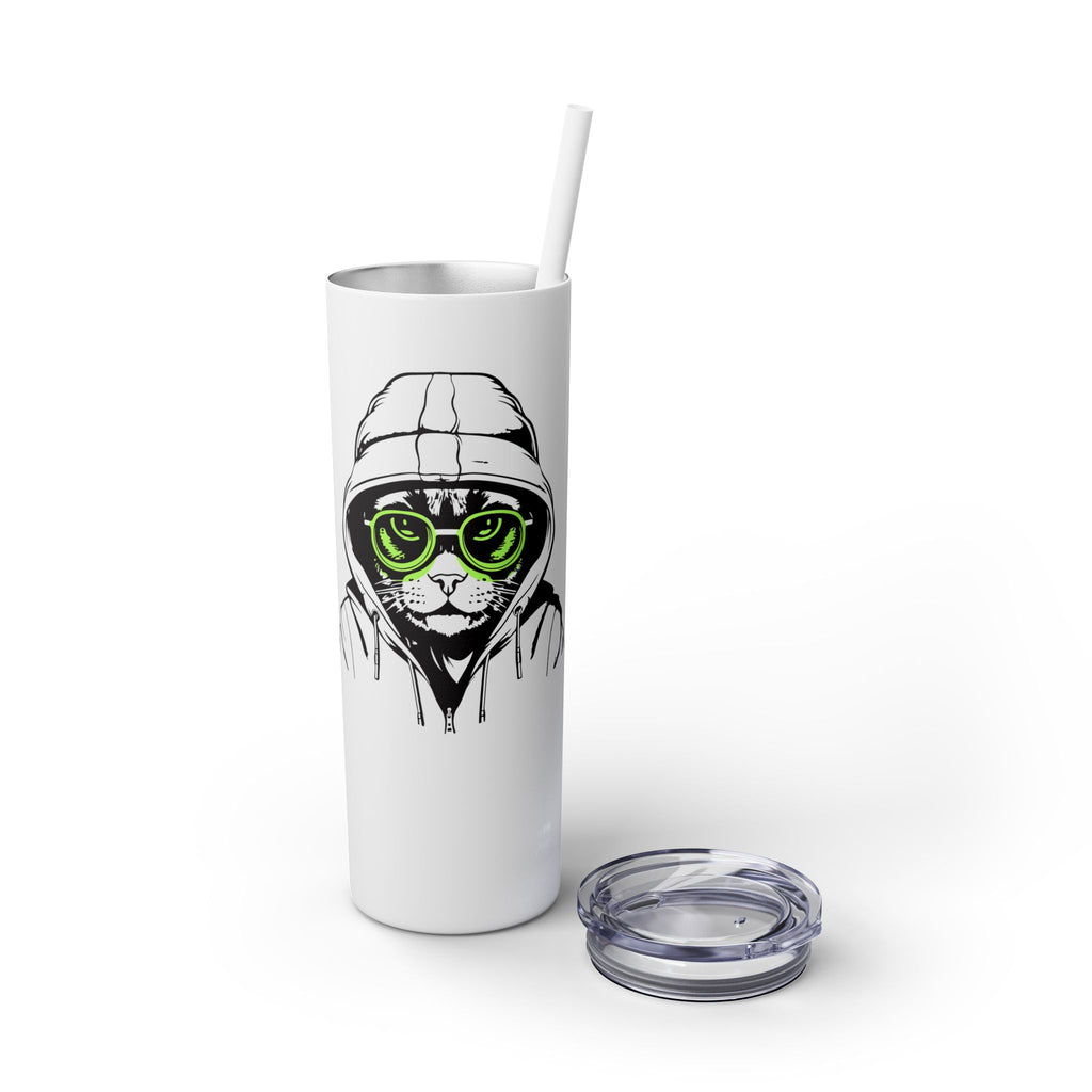 Angry Kitty Hip Cat Cool Cat Skinny Tumbler with Straw 20oz