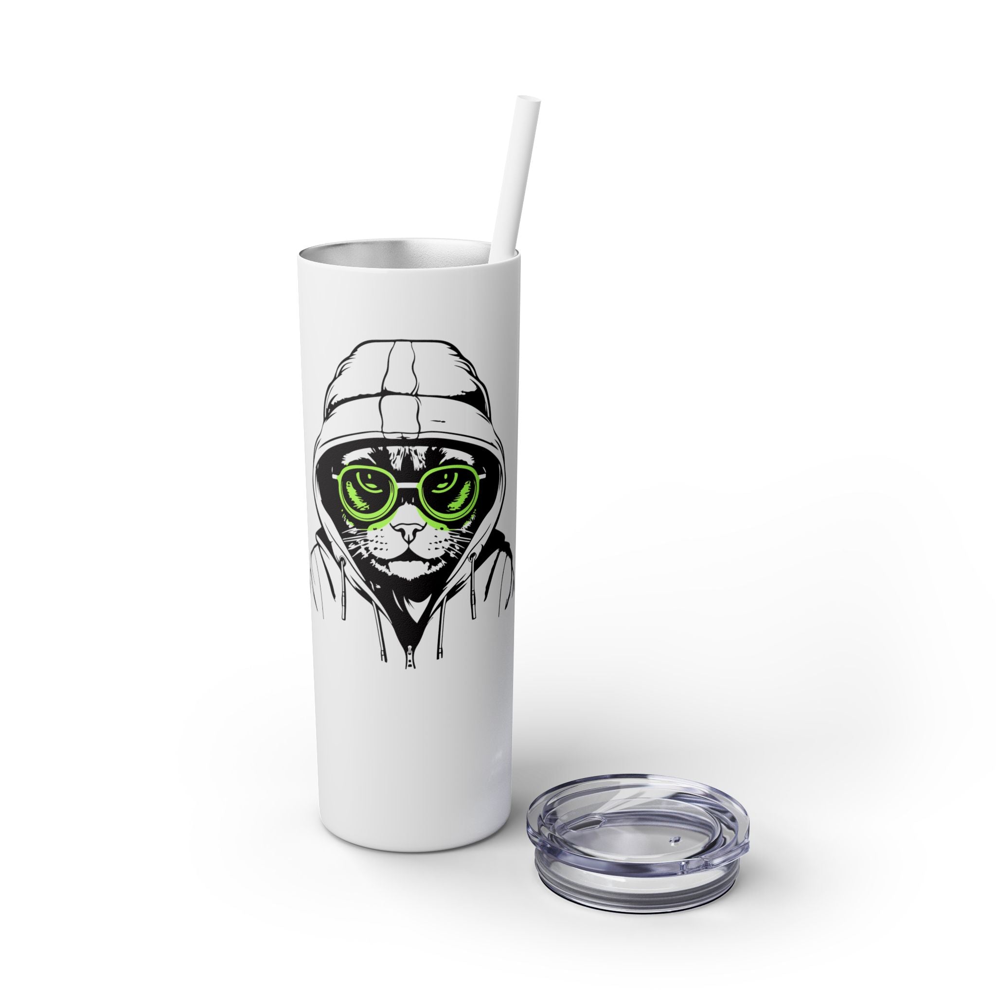 Angry Kitty Hip Cat Cool Cat Skinny Tumbler with Straw 20oz