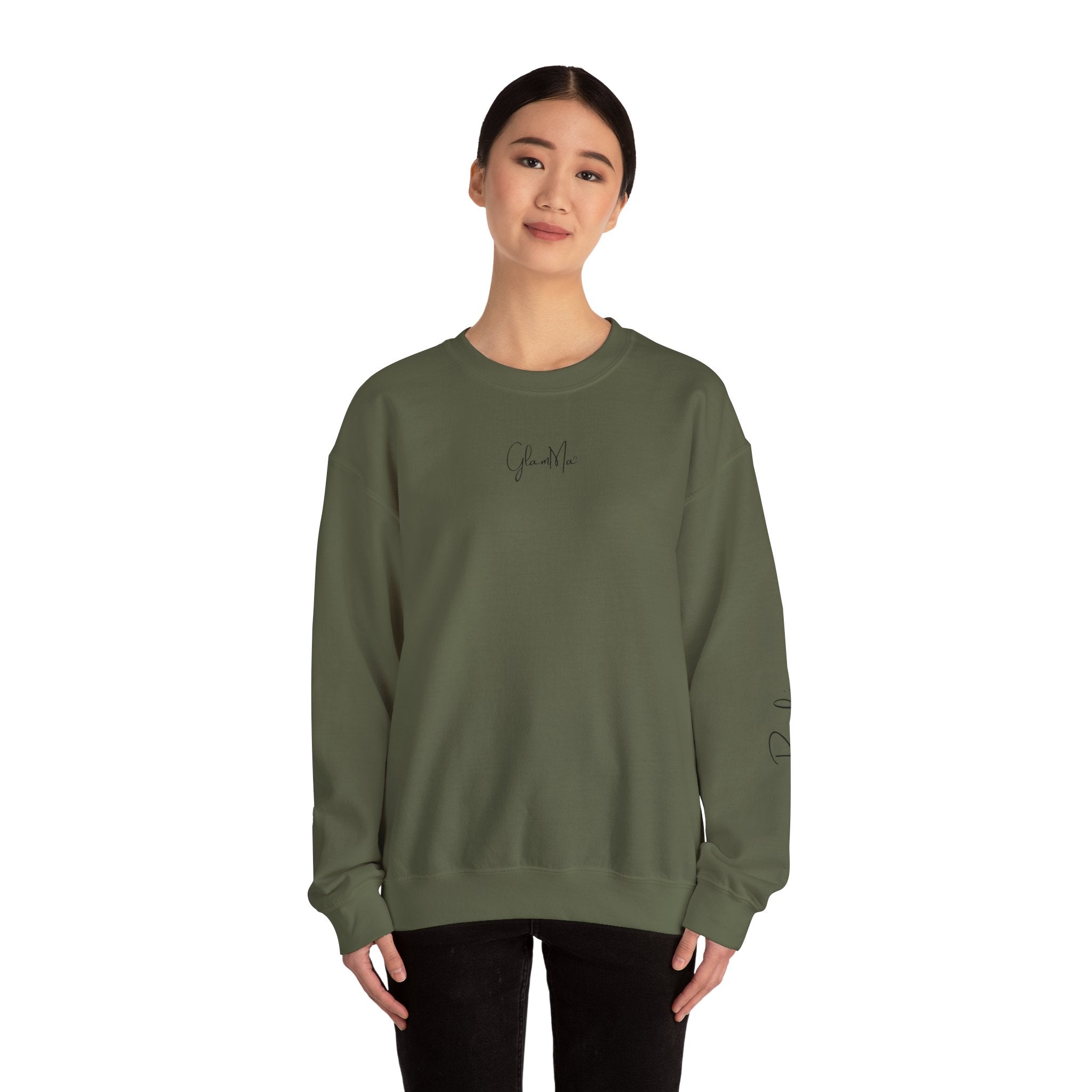 GlamMa Glamorous Jewish Grandmother Crewneck Sweatshirt with Star of David and Grandkid(s) Names - Custom Gift for Glam-Ma