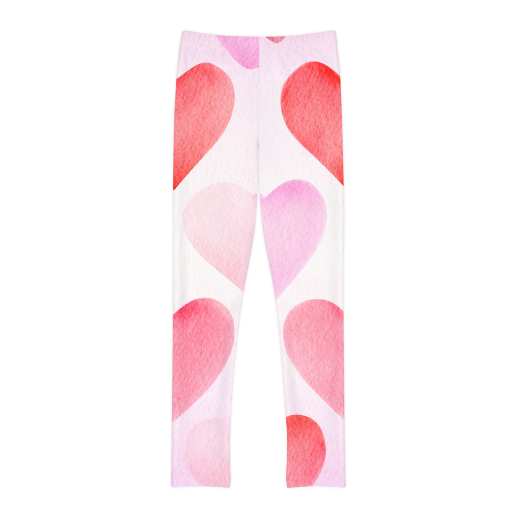 Pink Hearts Leggings Valentine's Day Leggings Youth Full-Length Valentine's Leggings
