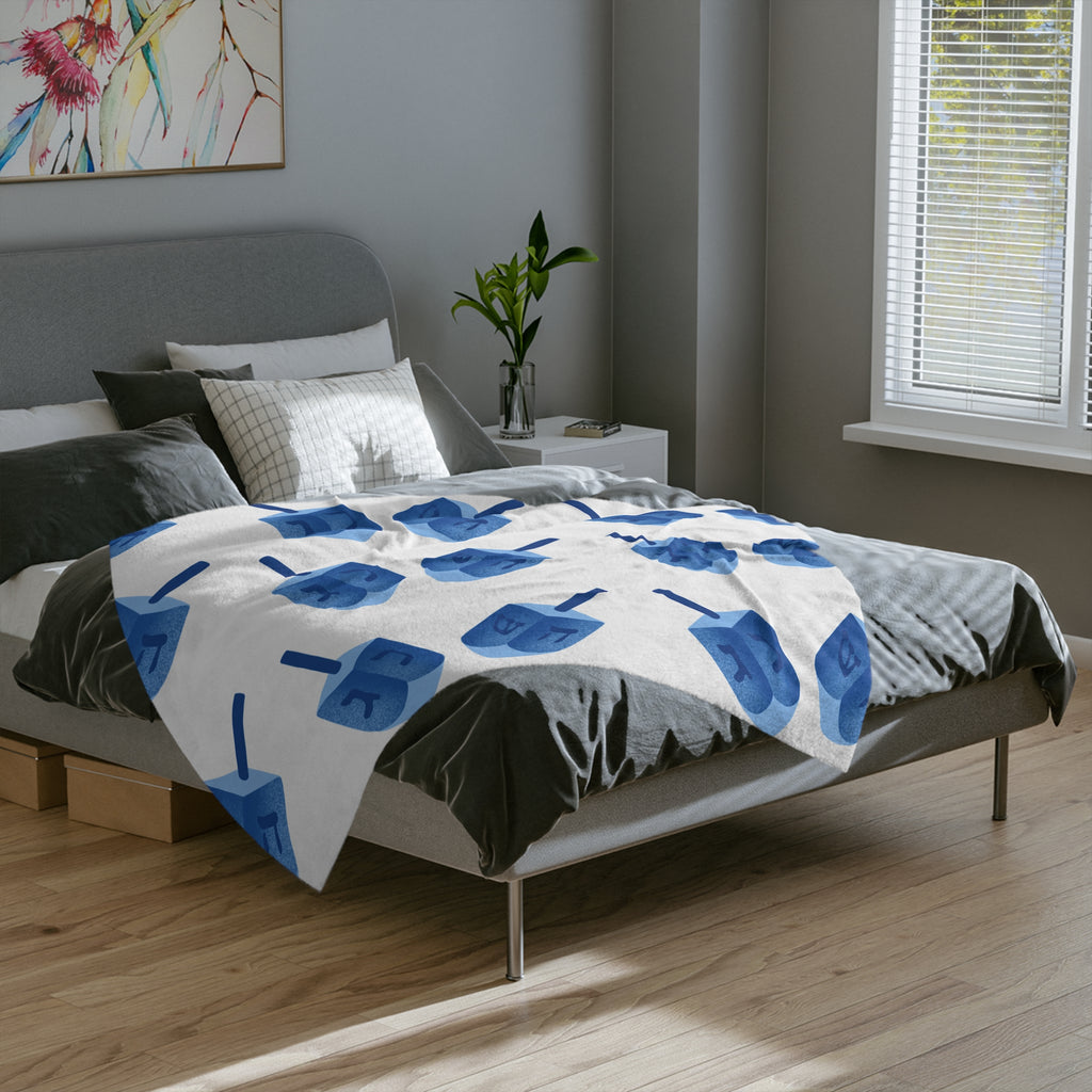 Hanukkah Print Blanket, Velveteen Microfiber Hanukkah Blanket, Soft Fleece Hanukkah Throw Blanket, Hanukkah Gift