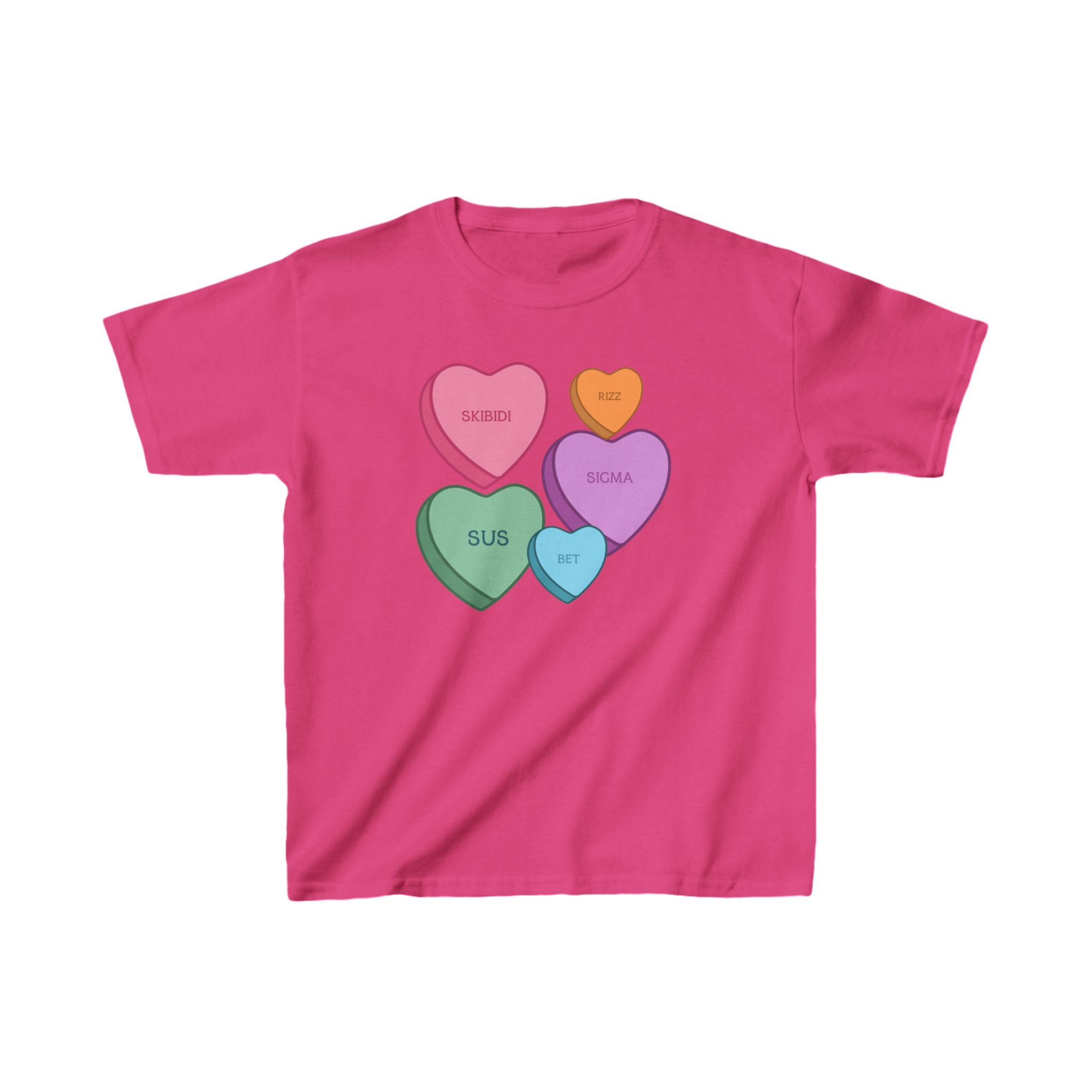 Kids Candy Hearts Valentines Day T-Shirt, Alpha Gen Slang Tee for Children, Valentine's Day Shirt, Youth Top, Kids Fashion, Gift for Boys