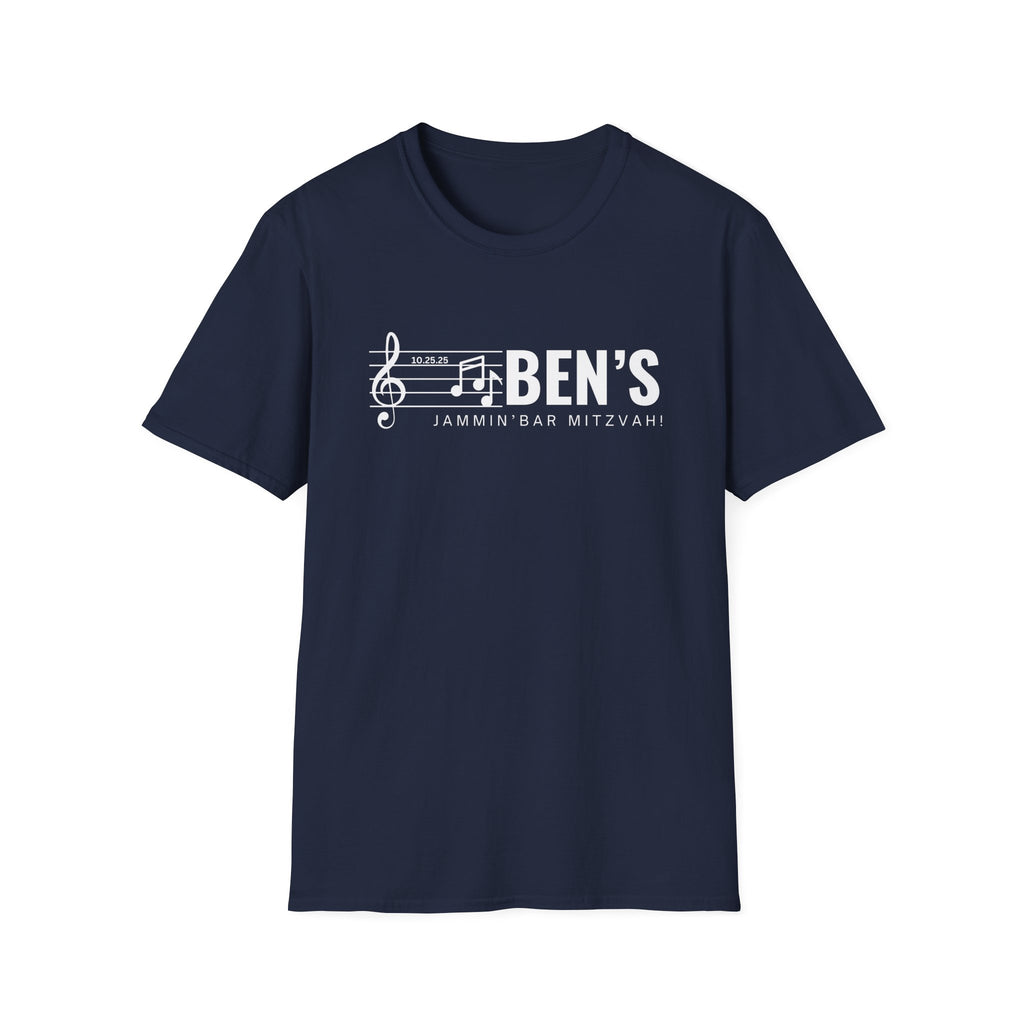 Custom Ben Tee Shirt Unisex Softstyle T-Shirt Use Your Design or We Can Make You A Custom Bar Mitzvah Design (Ben)