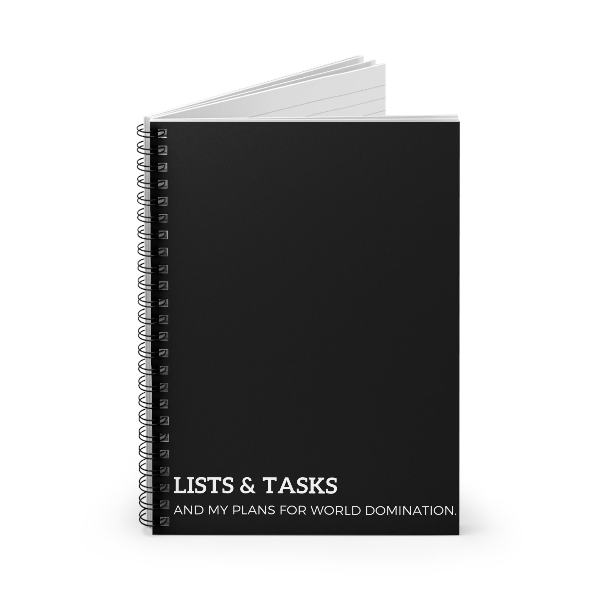 Lists and Tasks and My Plans For World Domination Notebook - Snarky Office Spiral Notebook