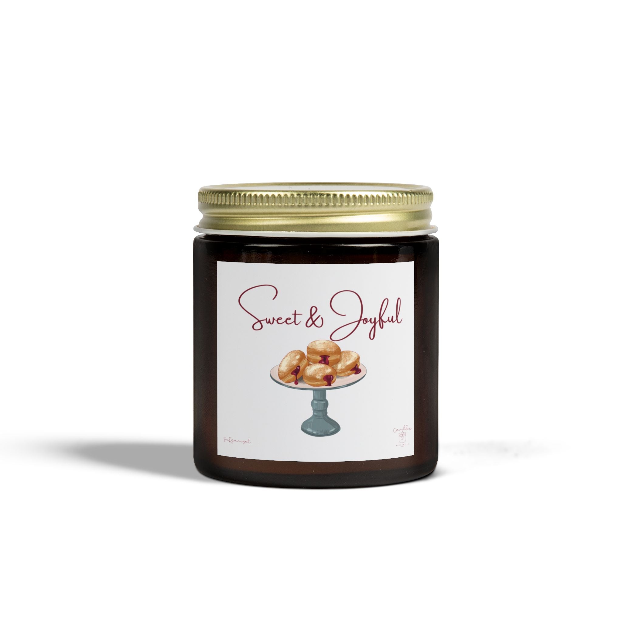 Hanukkah Scented Candles, Chanukah Sufganiyot Scented Candle for Hanukkah made of Coconut Apricot Wax (4oz, 9oz)