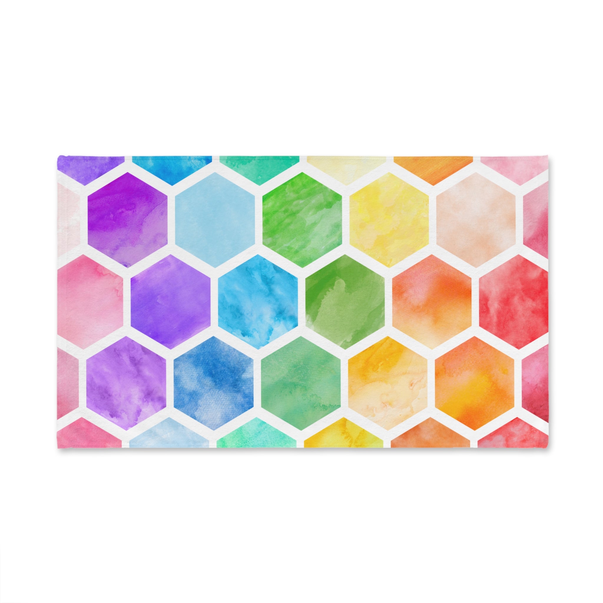 Colorful Hexagon Pattern Hand Towel - Vibrant Kitchen or Bath Decor, Gift for Housewarming, Beach, Bathroom Guest Towel